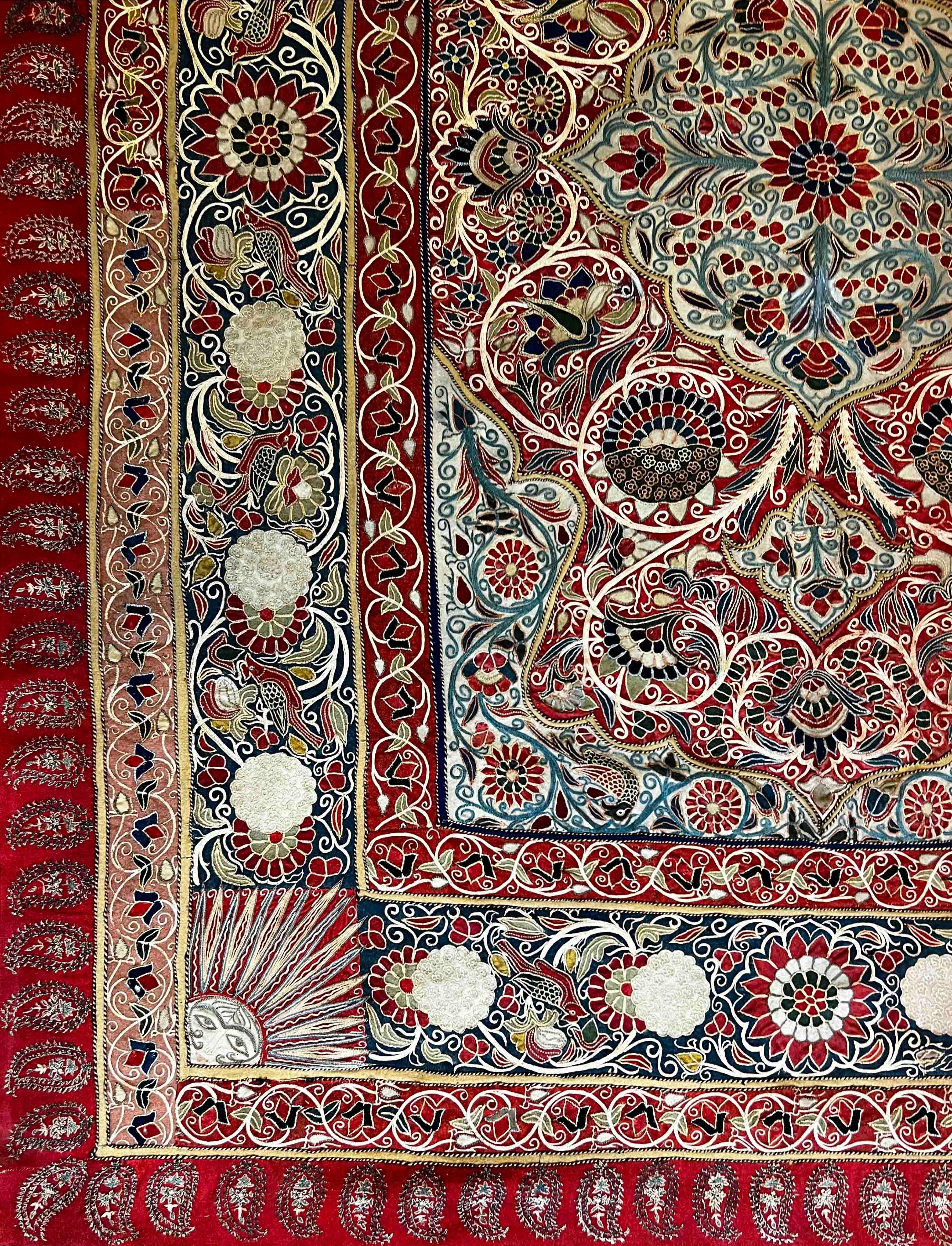Persian Decorative Fabric of 19th century  (RESHT) Rashtidouzi - N°1215 In Excellent Condition For Sale In Paris, FR