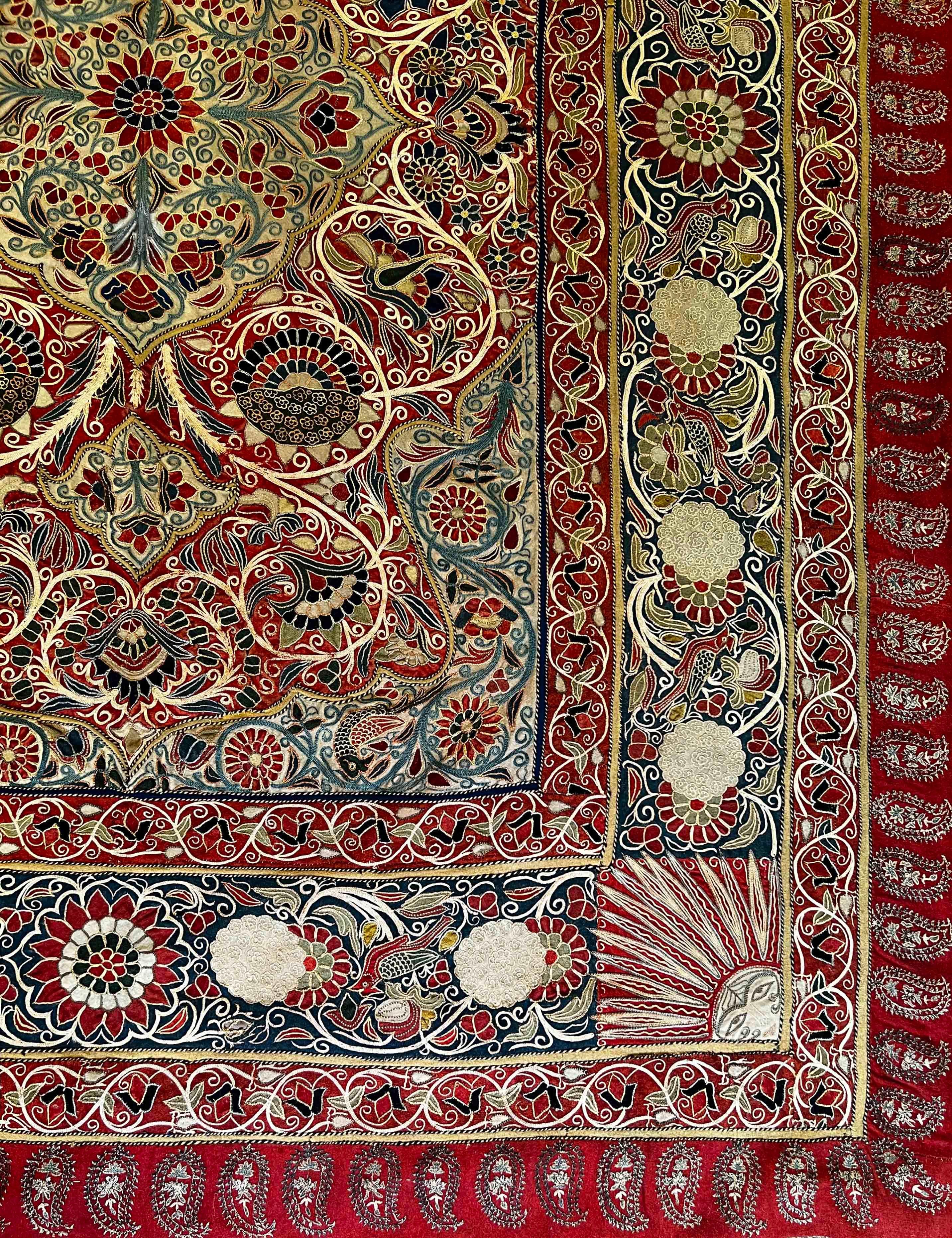Tissu décoratif persan du 19e siècle  (RESHT) Rashtidouzi - N°1215 Excellent état - En vente à Paris, FR