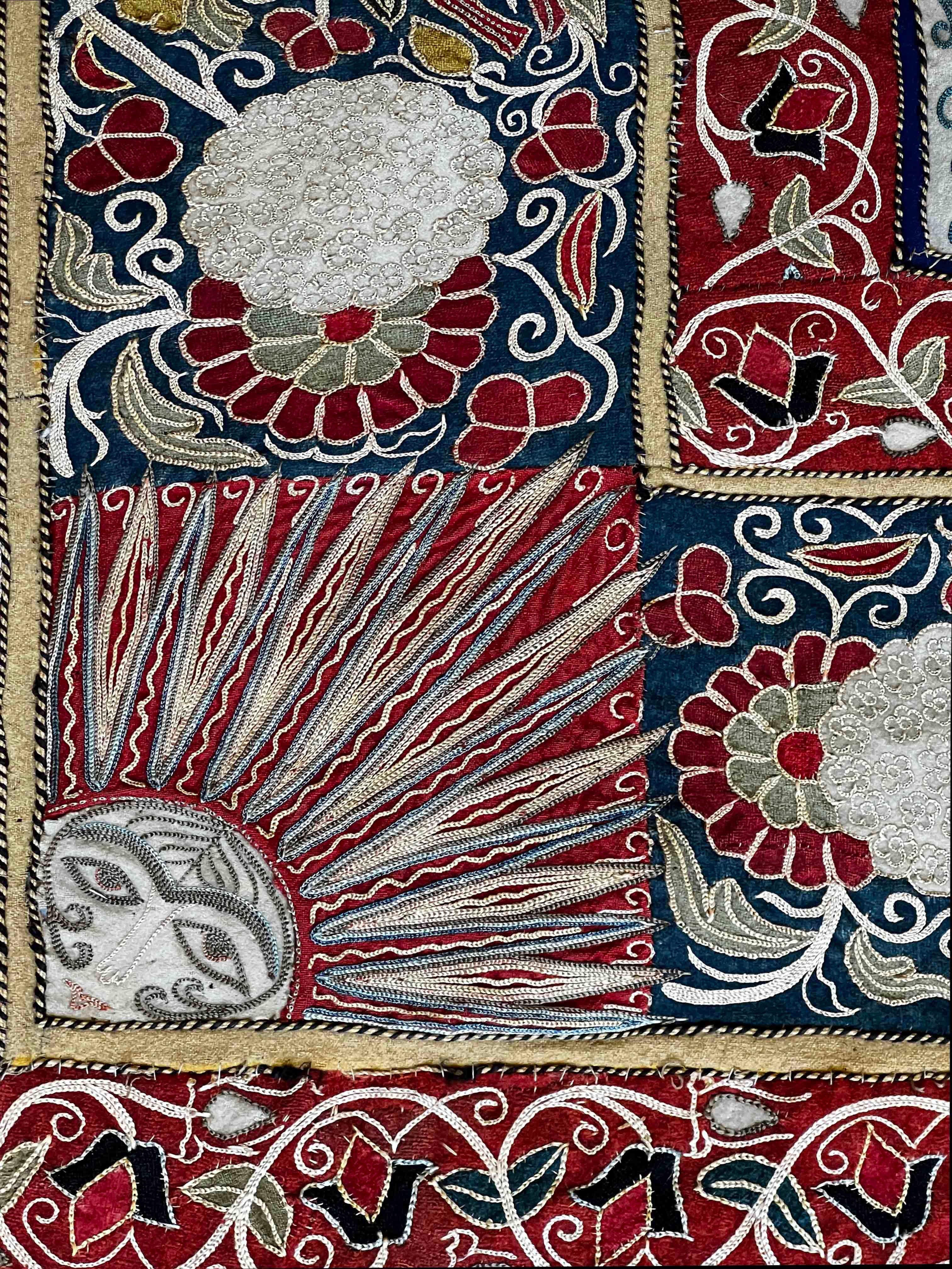 Laine Tissu décoratif persan du 19e siècle  (RESHT) Rashtidouzi - N°1215 en vente