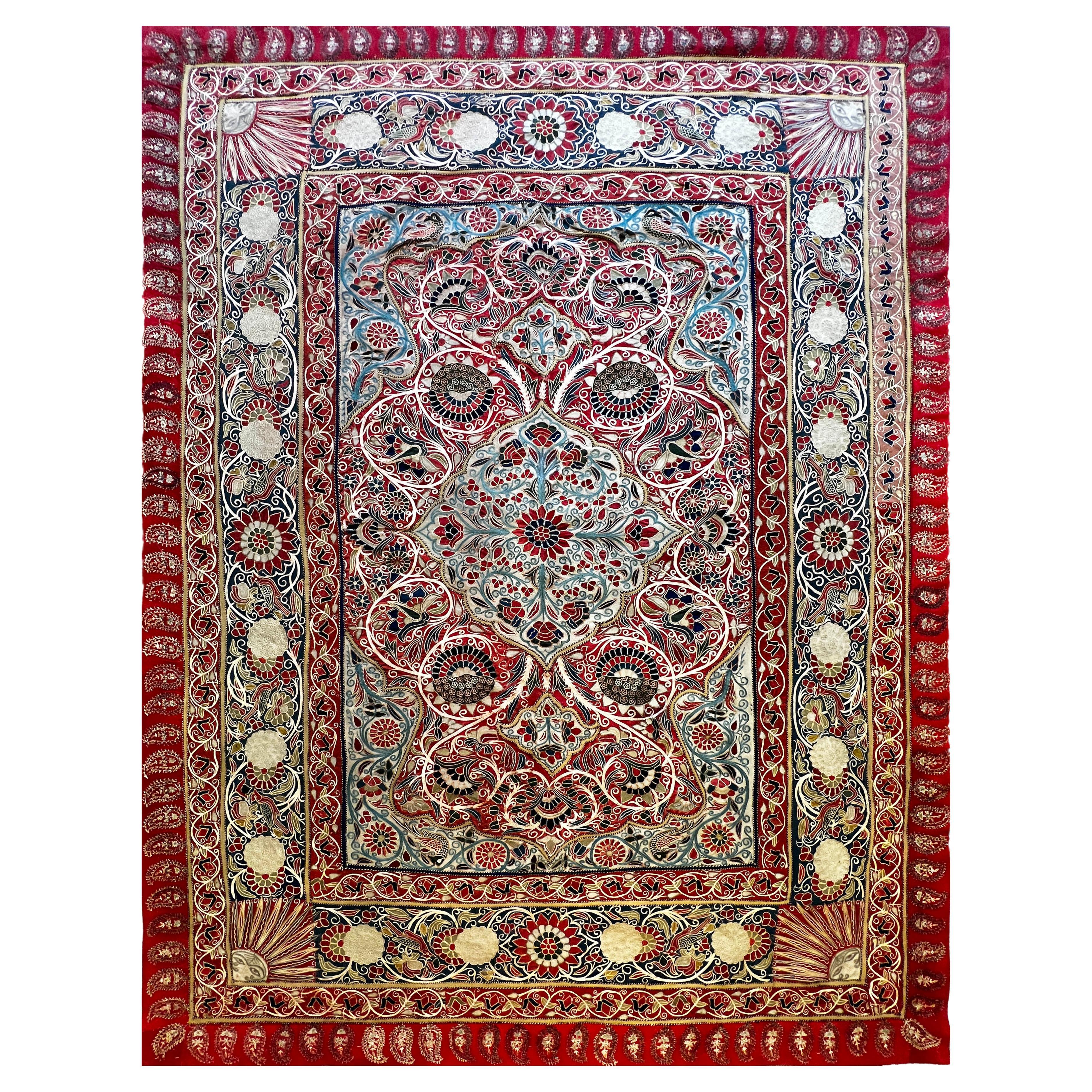 Tissu décoratif persan du 19e siècle  (RESHT) Rashtidouzi - N°1215 en vente