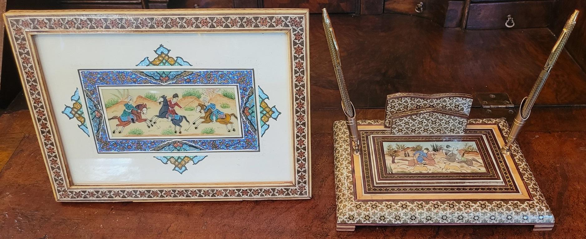 Persisches Schreibtischset mit Khatam-Mosaik im Zustand „Gut“ im Angebot in Dallas, TX
