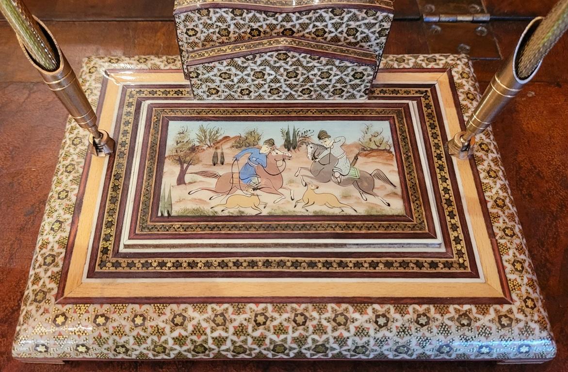Persian Desk Set with Khatam Mosaic In Good Condition For Sale In Dallas, TX