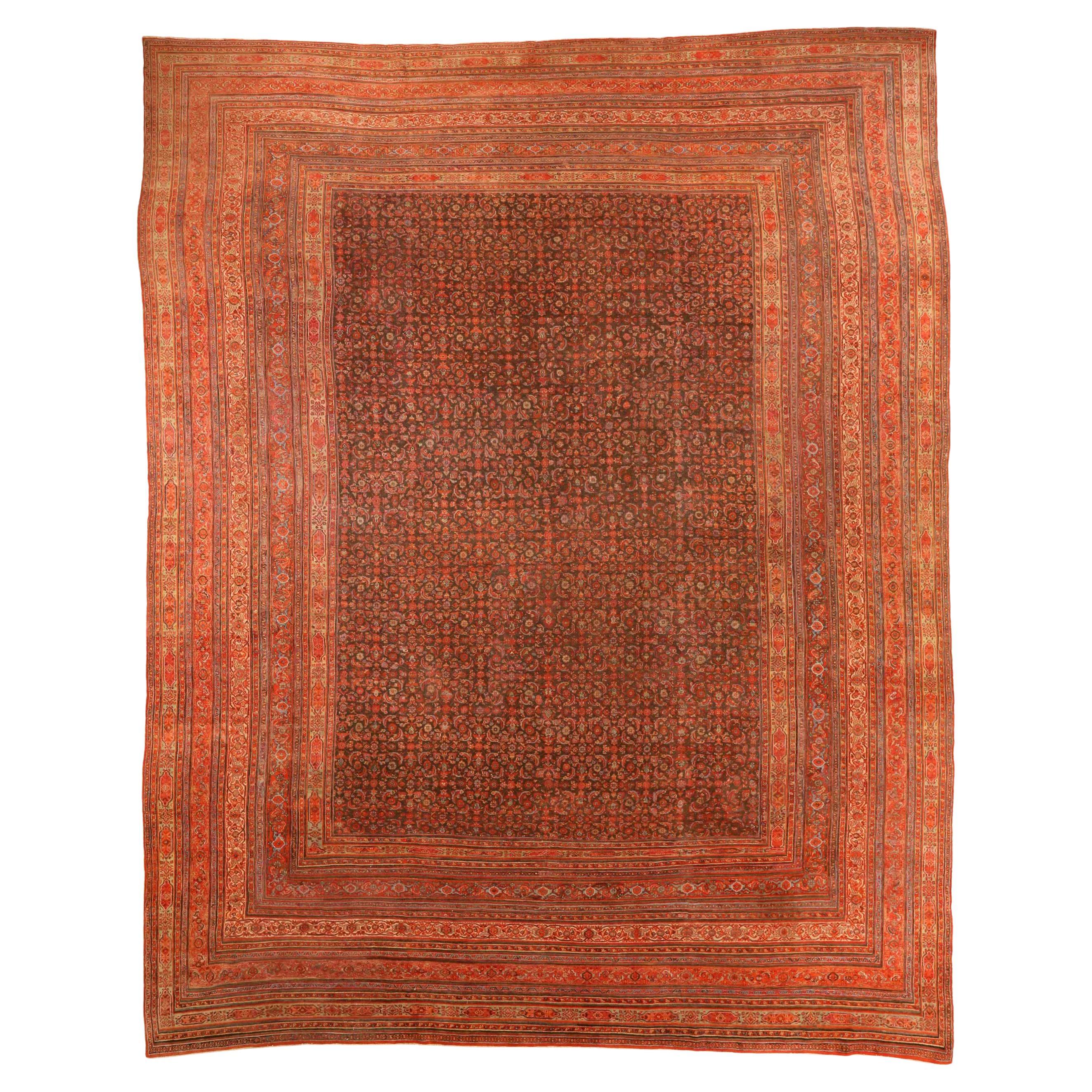 Persischer Dorokhsh Over Size-Teppich aus Wolle Circa 1880 - Marineblau Rot 74194