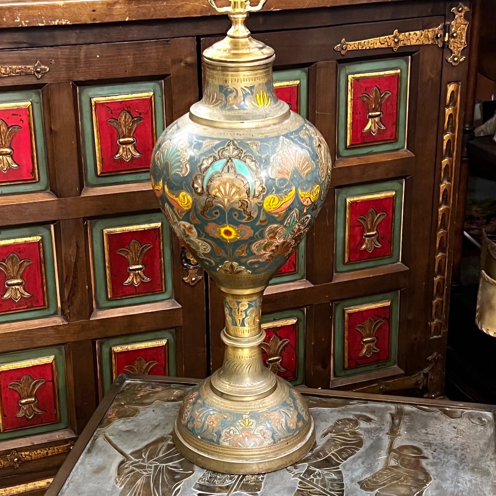 Métal Lampe persane émaillée en vente