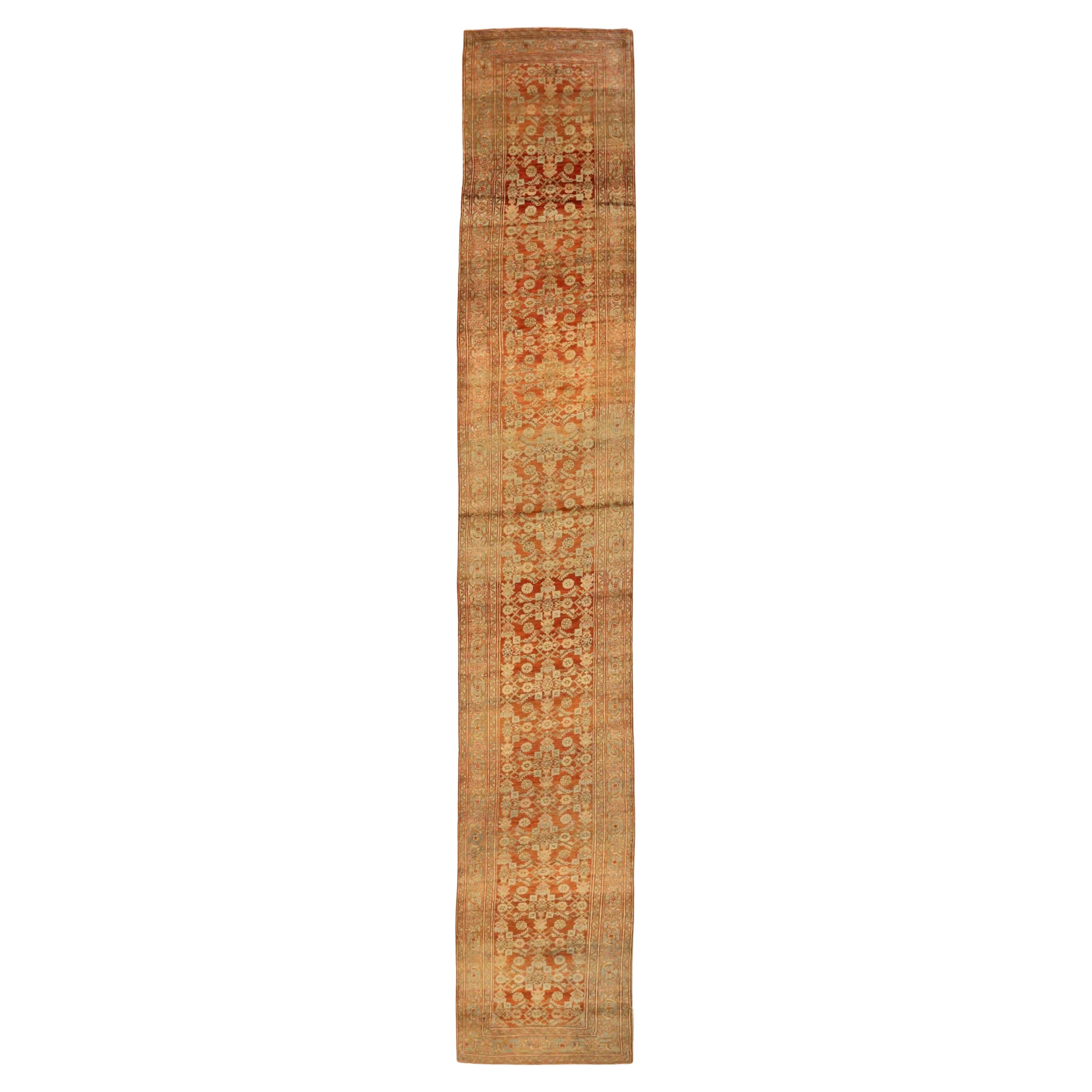 Persischer Enjelas-Läufer - Wolle Elfenbeinrot Design - 75534 im Angebot