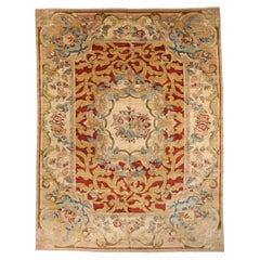 Alfombras Persas Europian Circa 1940 - Lana Azul Marfil Rojo Amarillo 72954