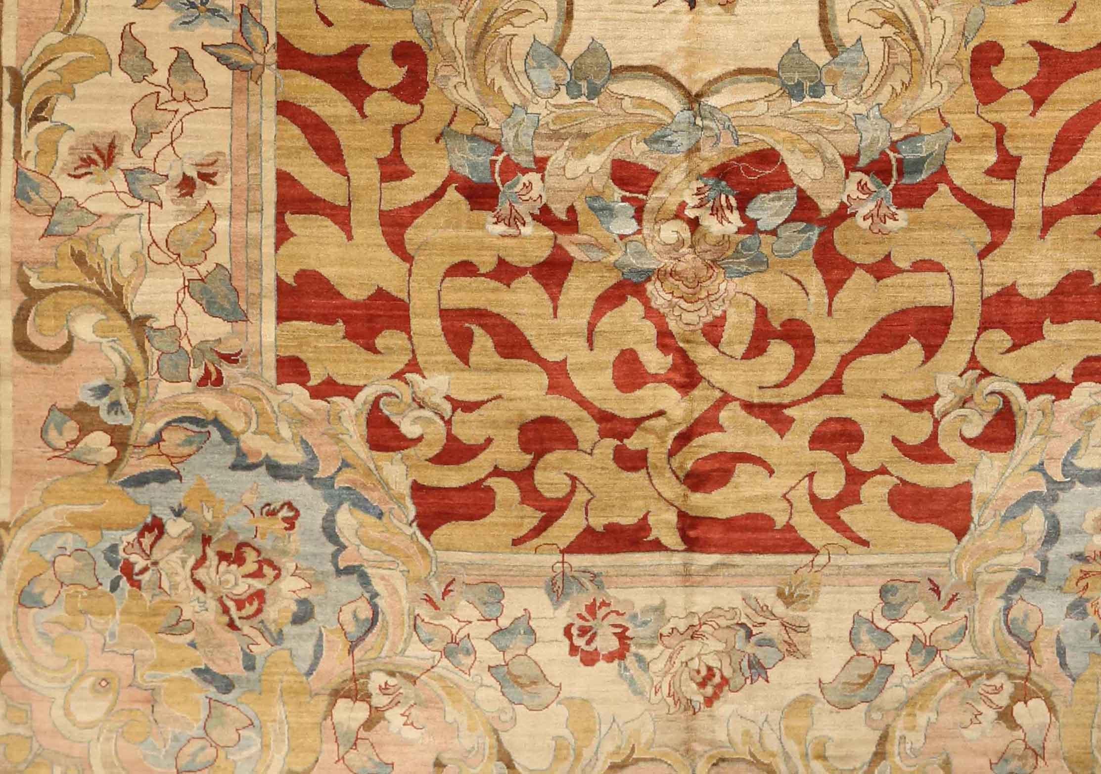 Alfombras Persas Europian Circa 1940 - Lana Azul Marfil Rojo Amarillo 72954 Asiático en venta