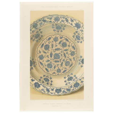 Persian Faience Dish with Blue Floral Ornamentation – J.Lessing, Berlin 1890