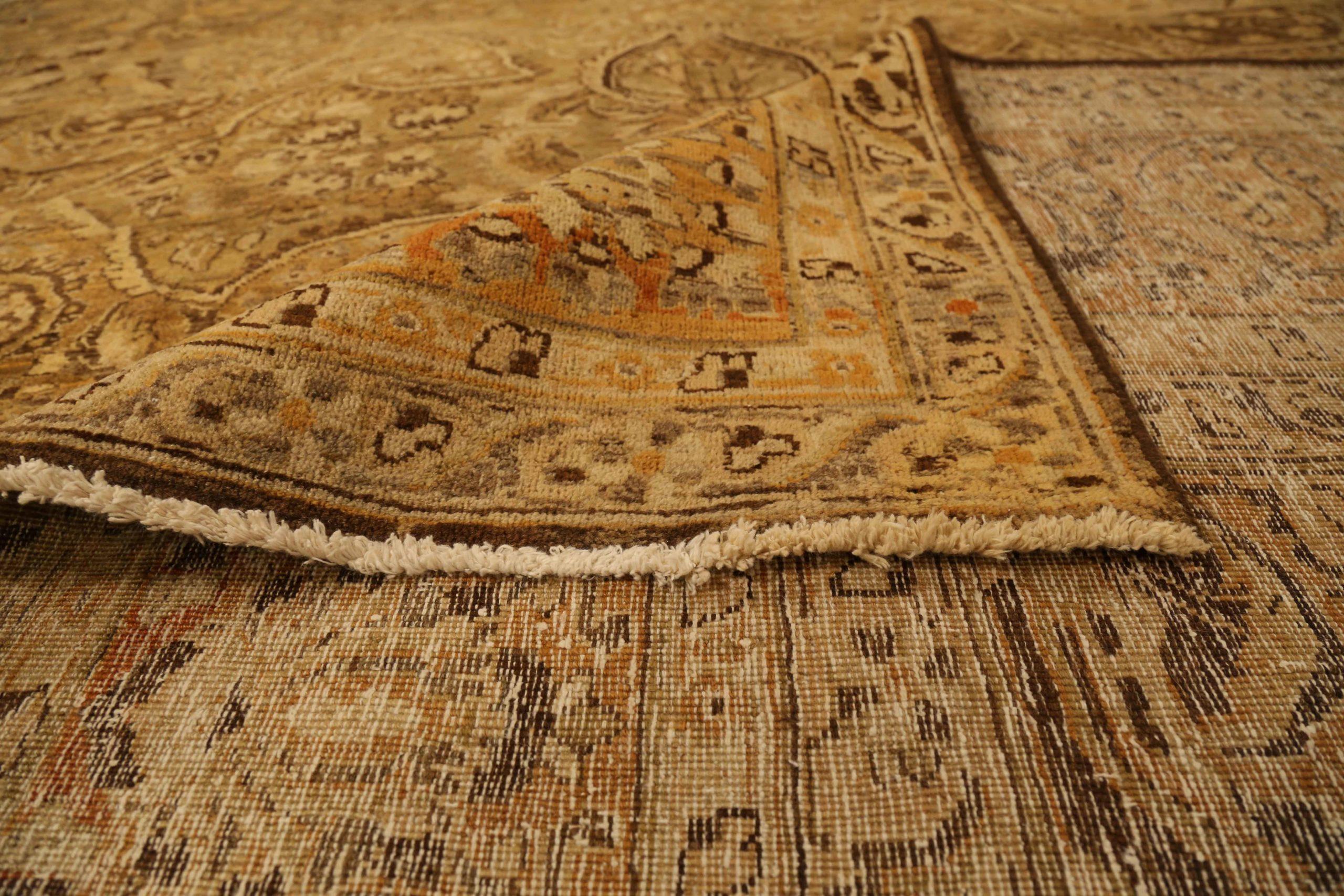Tapis persan Farahan Circa 1880 - Laine Brown Ivoire Jaune 73410 Excellent état - En vente à Dallas, TX