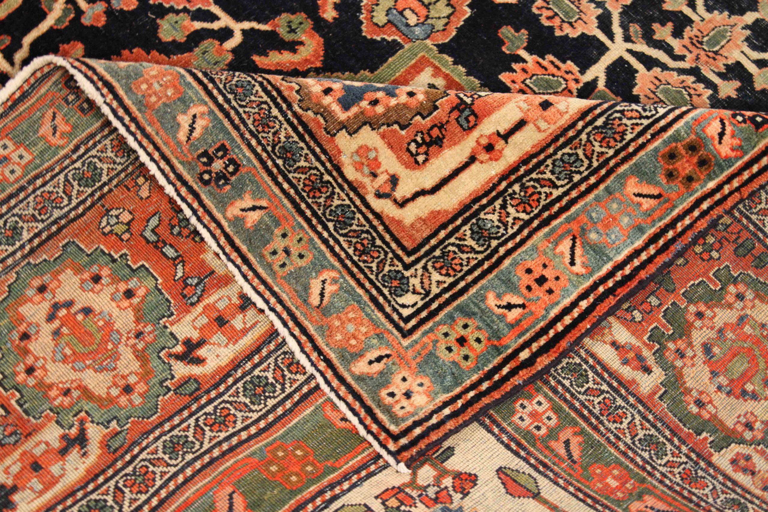 Alfombras persas Farahan Circa 1880 - Lana Verde Marfil Azul Marino Rojo 70600 en Excelente estado para la venta en Dallas, TX