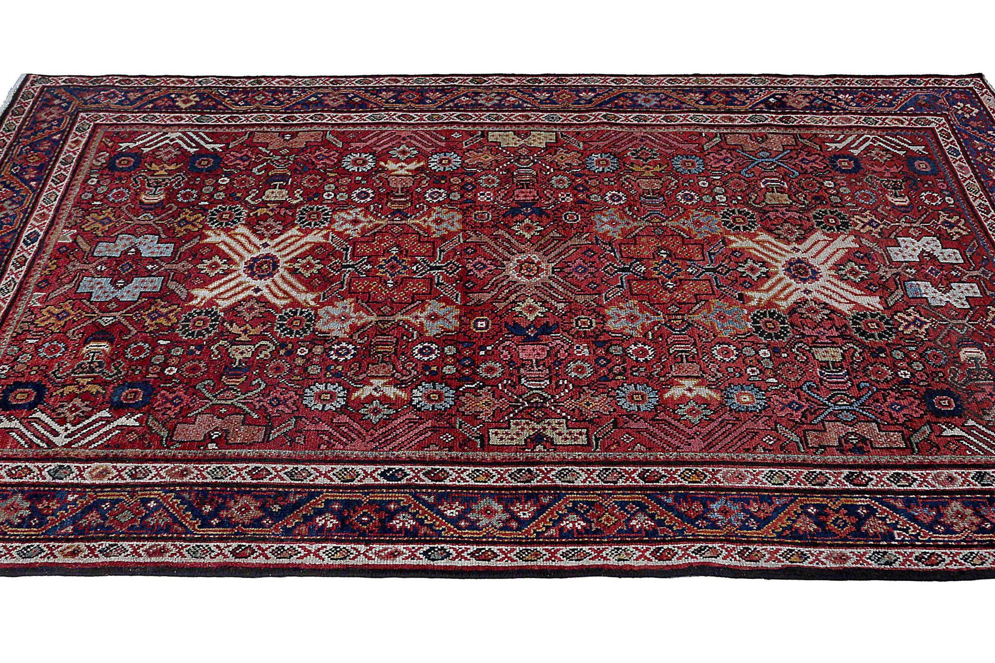 Alfombras Persas Farahan - Lana Azul Marrón Marfil Rosa Rojo - 97909 siglo XX en venta