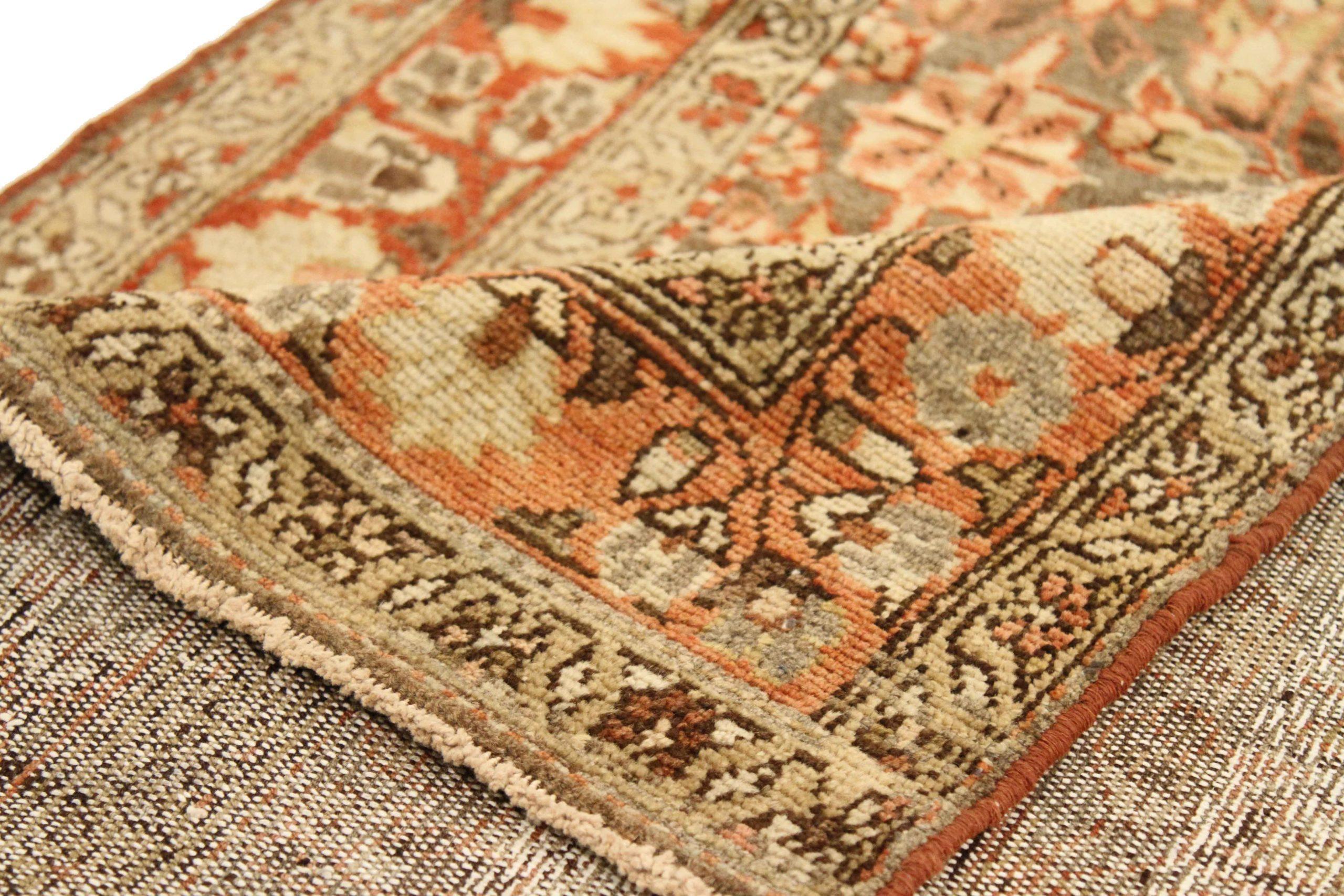 Persischer Farahan Läufer Teppich - Wolle Braun Elfenbein Rot Design - 75546 (Asiatisch) im Angebot