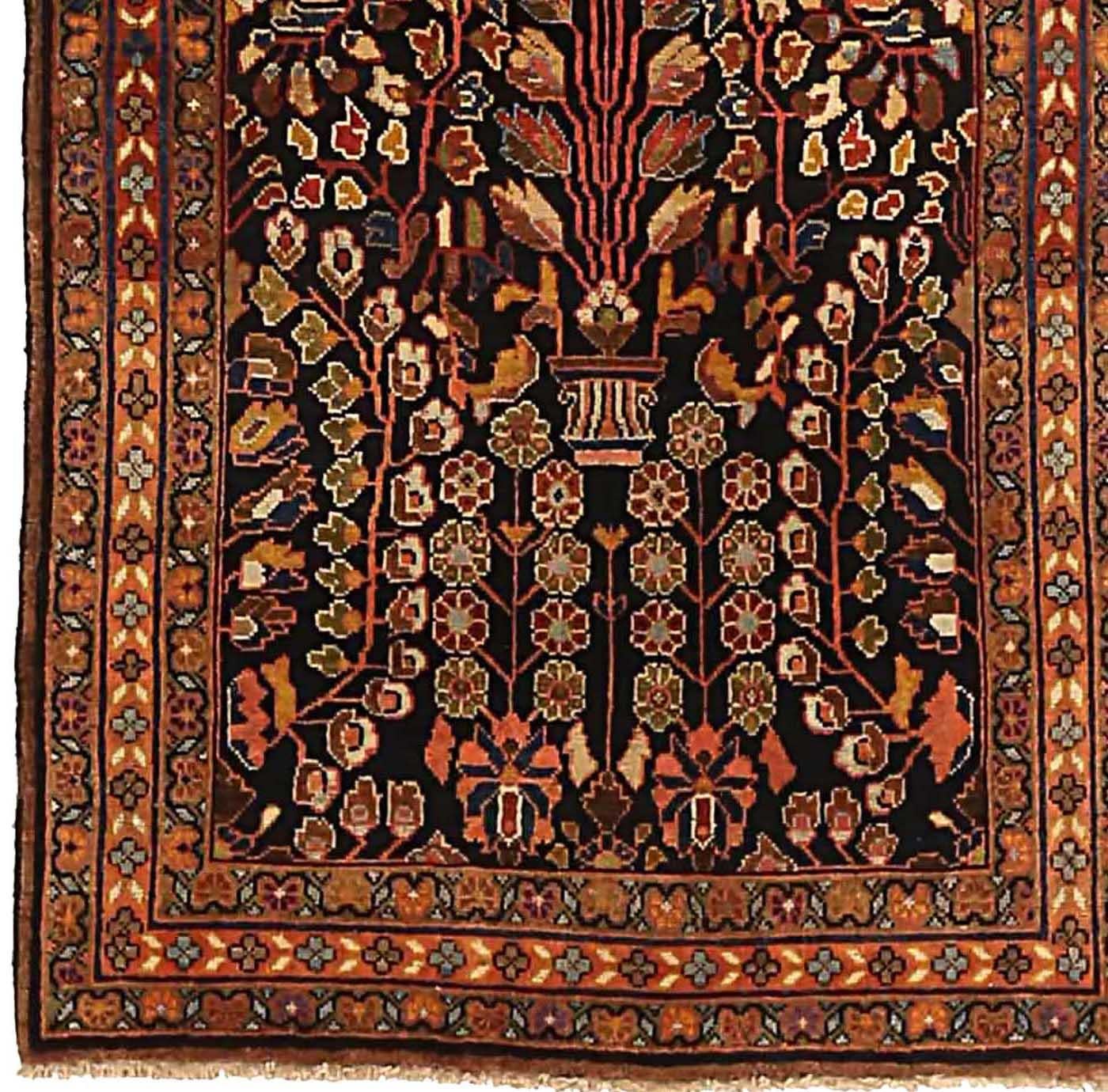 Persischer Farahan-Läufer Circa 1910 - Wolle Elfenbein Marineblau Blau Rot 72757 (Asiatisch) im Angebot