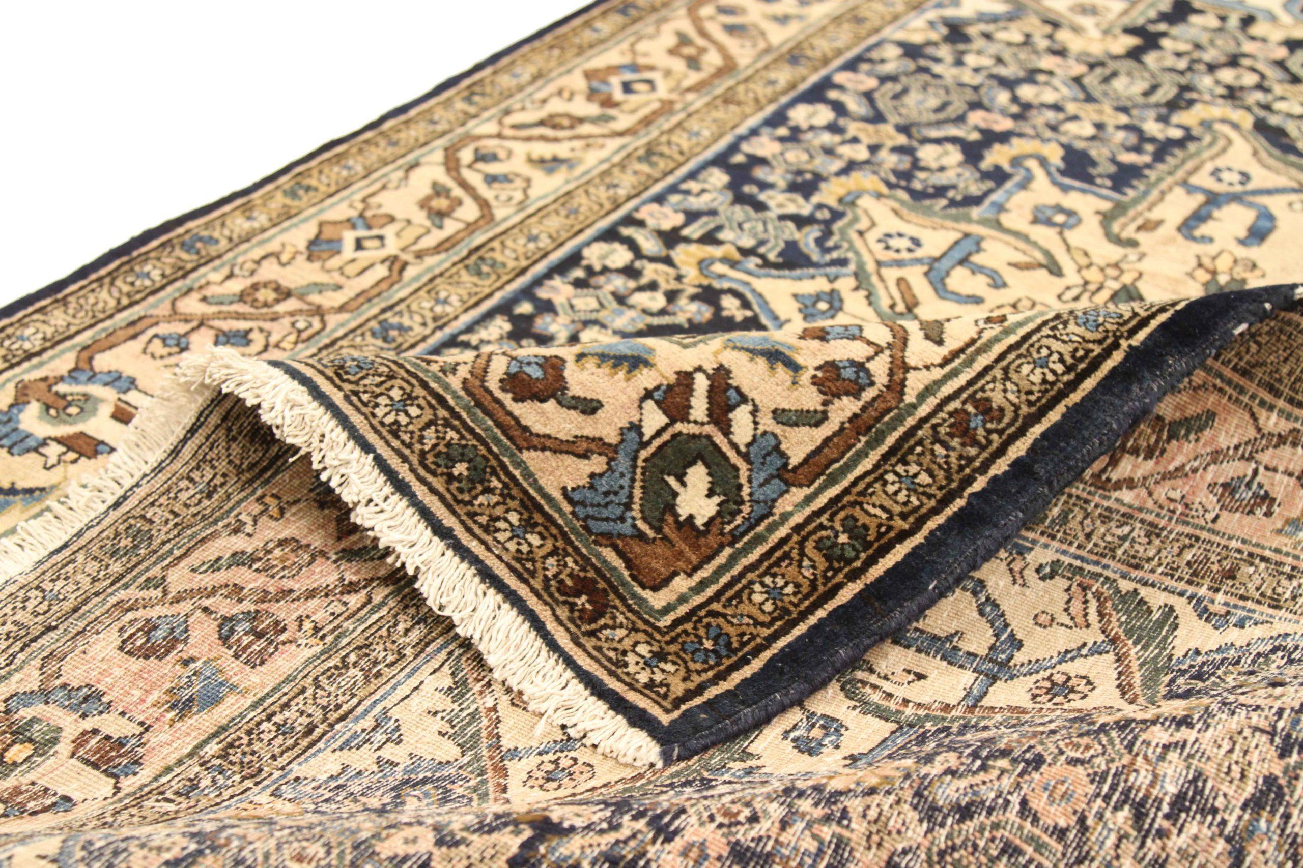Alfombra Persa Farahan Small - Lana Azul Marfil Azul Marino Design - 75423 Asiático en venta
