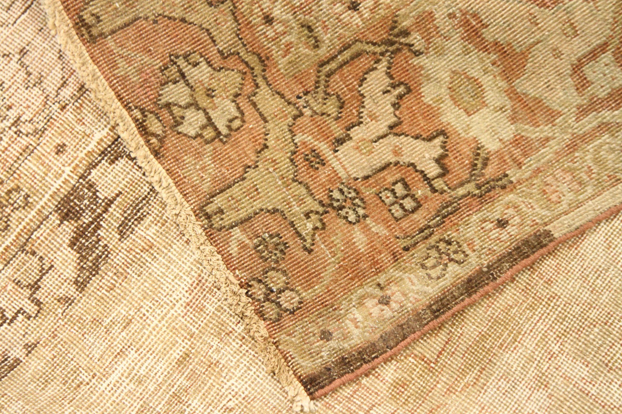 Asian Persian Farahan Small Rug - Wool Brown Ivory Pink Taupe - 75718 For Sale