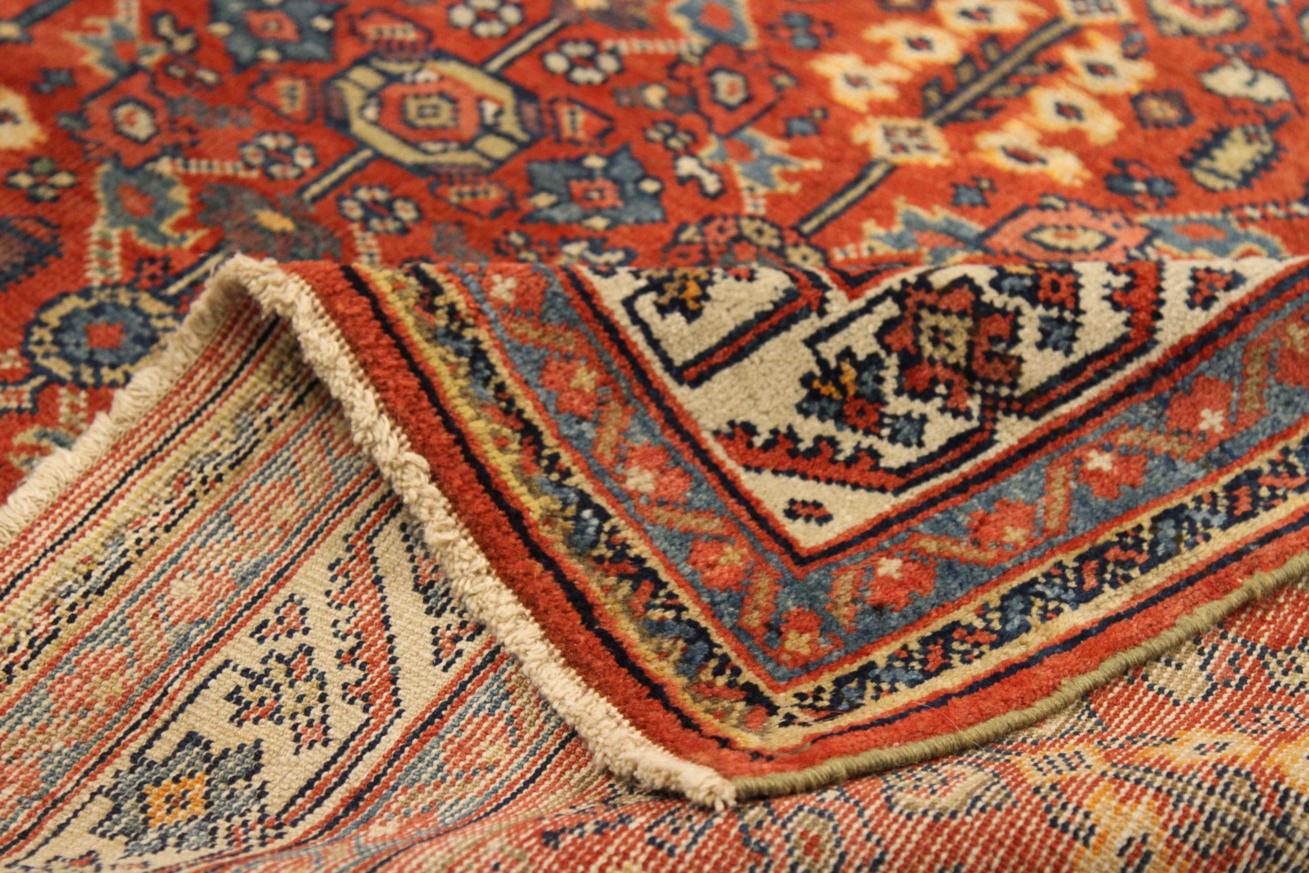 Persischer Farahan Kleiner Teppich - Wolle Elfenbein Rot Gelb 73413 (Asiatisch) im Angebot