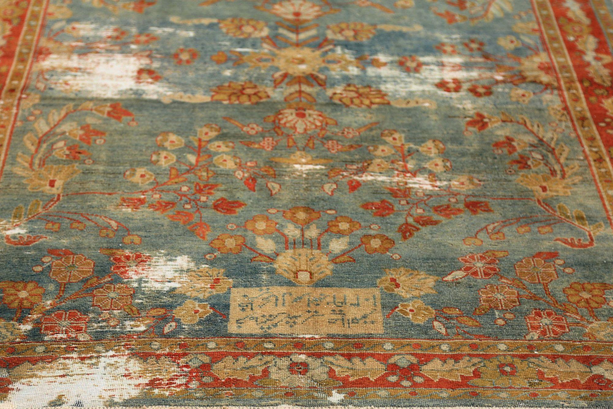Persischer Farahan Kleiner Teppich - Wollblaues Design - 96813 (Irakisch) im Angebot