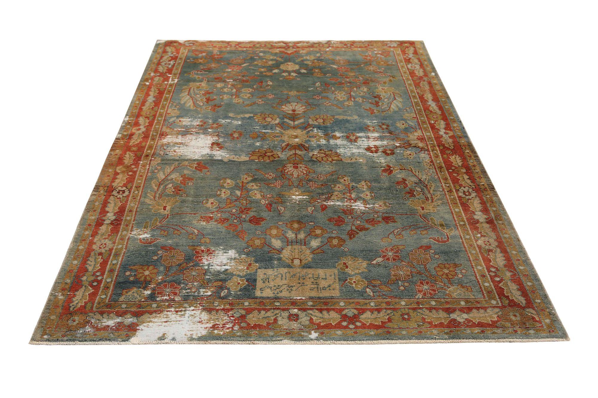 Persischer Farahan Kleiner Teppich - Wollblaues Design - 96813 im Zustand „Hervorragend“ im Angebot in Dallas, TX