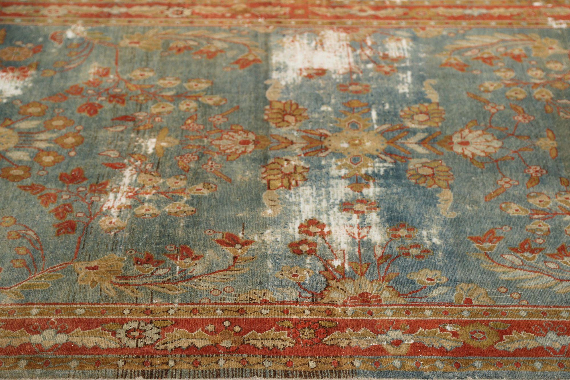 Persischer Farahan Kleiner Teppich - Wollblaues Design - 96813 (20. Jahrhundert) im Angebot