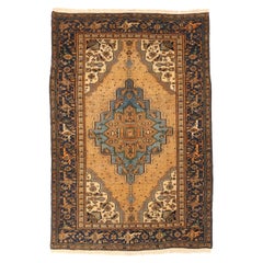 Tappeto Persiano Farahan Piccolo - Lana Blu Blu Navy Giallo 75003