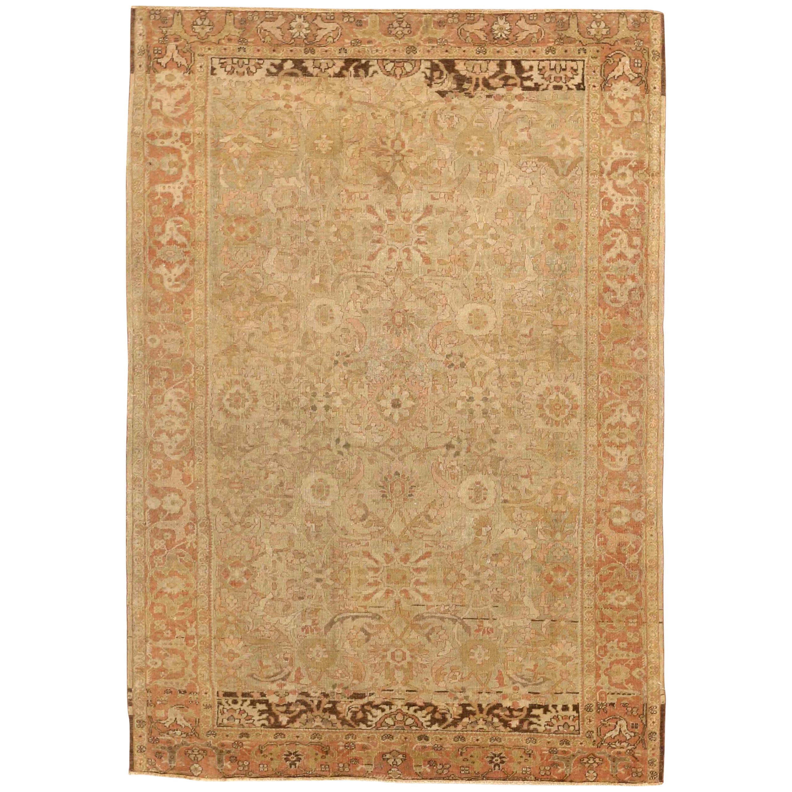 Persischer Farahan Kleiner Teppich - Wolle Braun Elfenbein Rosa Taupe - 75718
