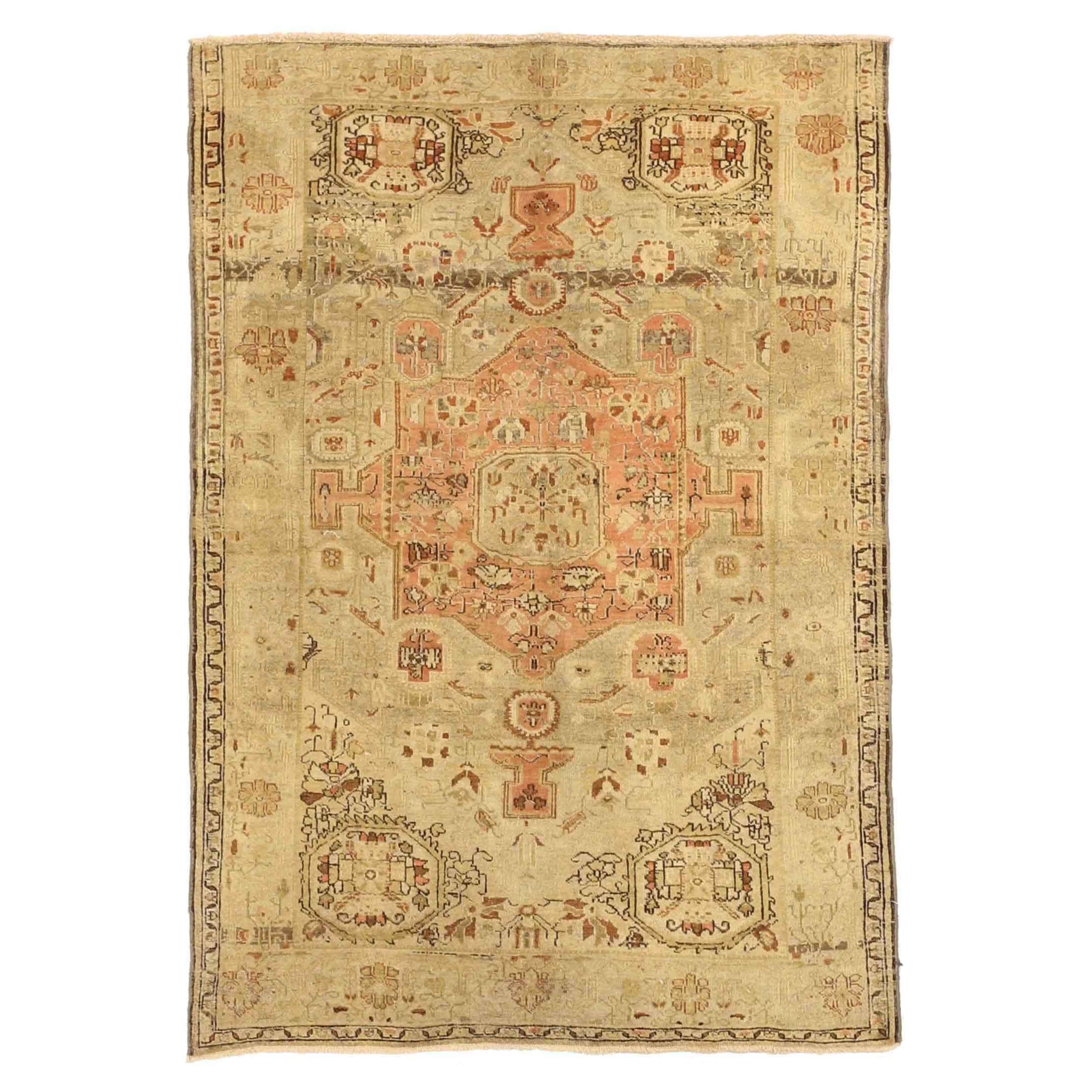 Persischer Farahan Kleiner Teppich - Wolle Grün Elfenbein Rosa Design - 75510