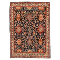 Persischer Farahan Kleiner Teppich - Wolle Elfenbein Marineblau Rot 73344