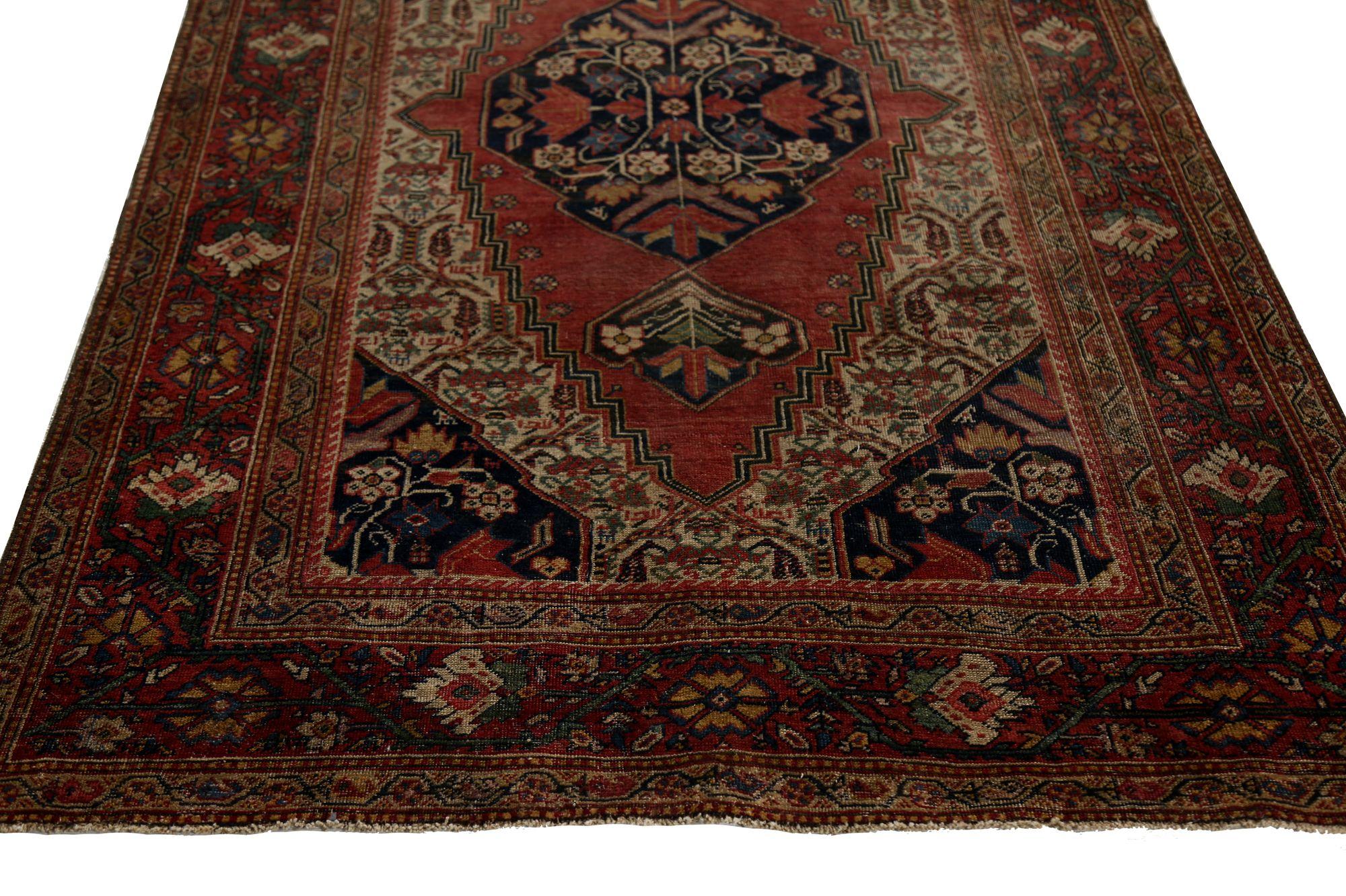 Persischer Farahan Kleiner Teppich - Wolle Rot Design - 96824 im Zustand „Hervorragend“ im Angebot in Dallas, TX