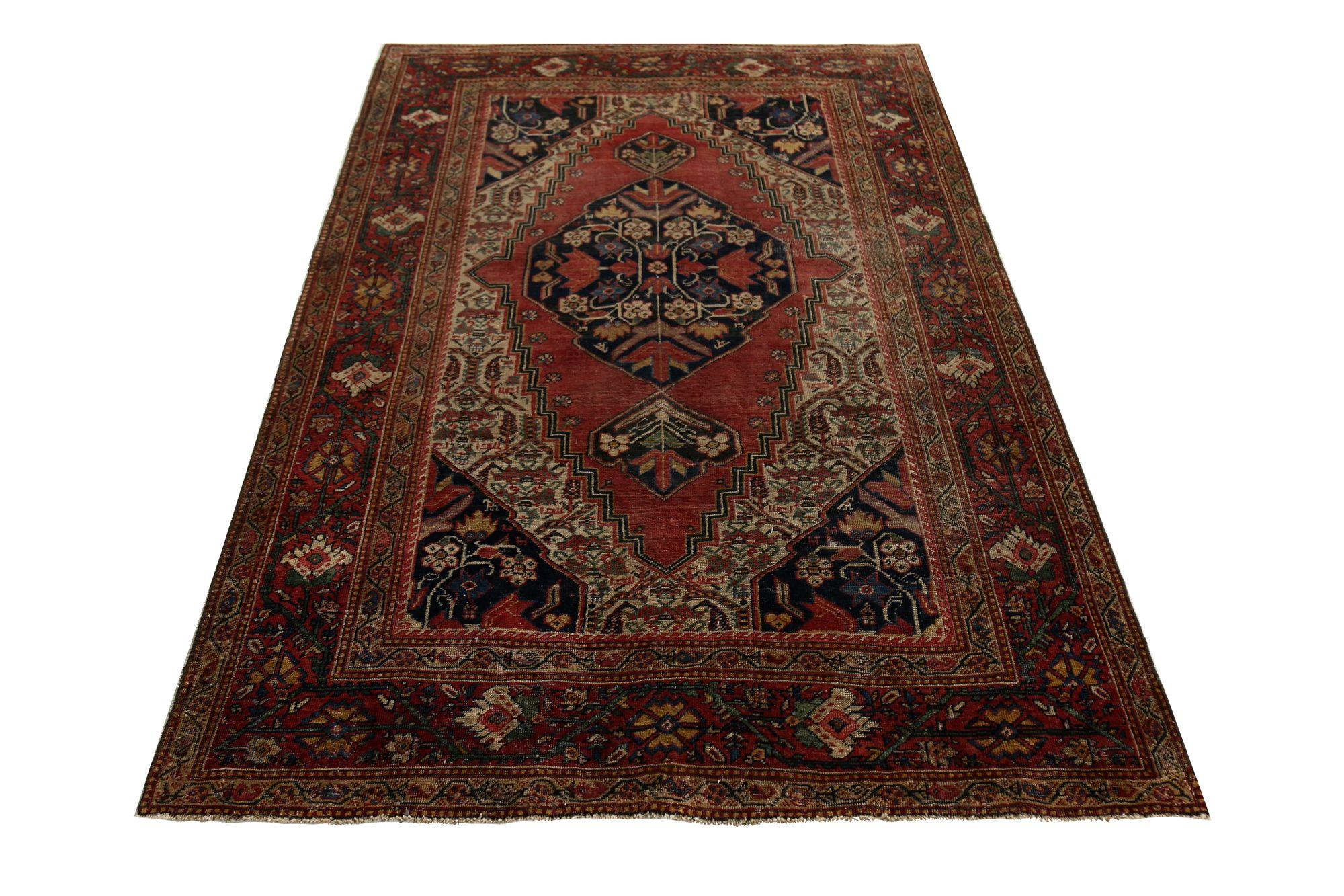 Persischer Farahan Kleiner Teppich - Wolle Rot Design - 96824 (20. Jahrhundert) im Angebot