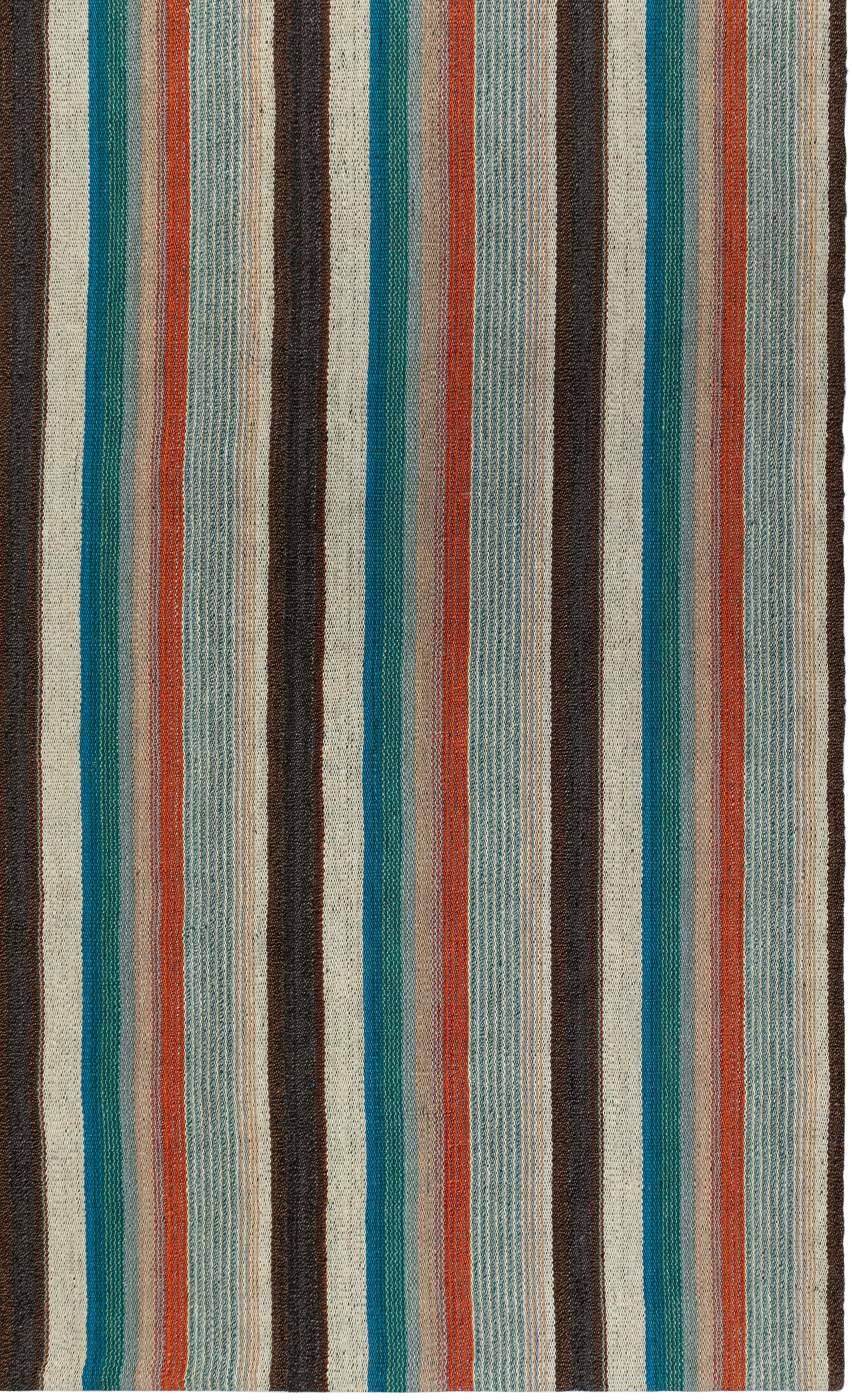 Persischer Flachgewebeteppich - Handgesponnene Wolle, pflanzengefärbt, minimalistisches Design im Angebot 4