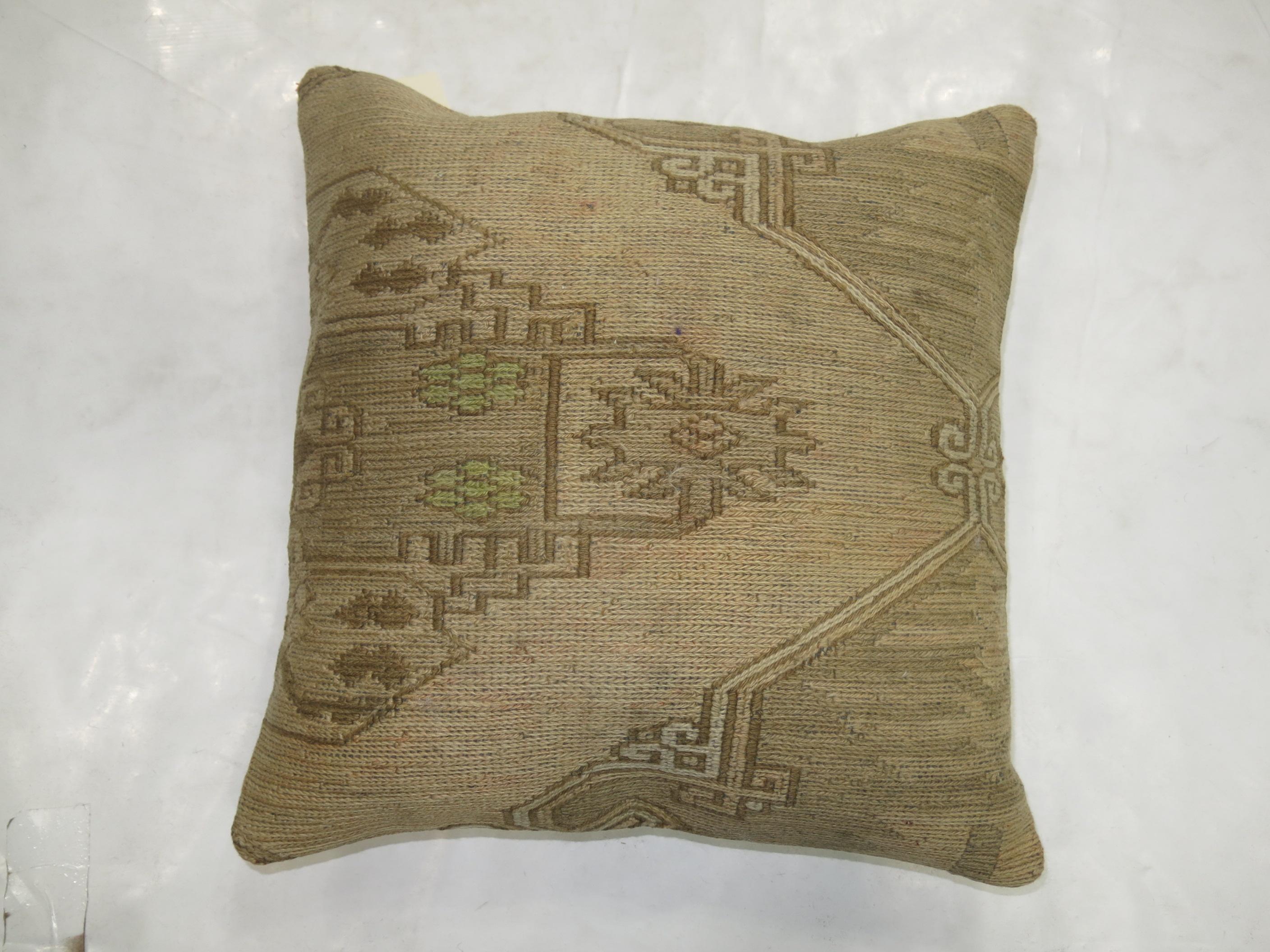 Mid-Century Modern Persian Flat-Weave Rug Pillow
