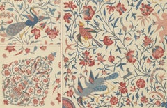 Persian Floral Ornament Print – Old Lithograph of Birds, Cherubs & Vines, 1869