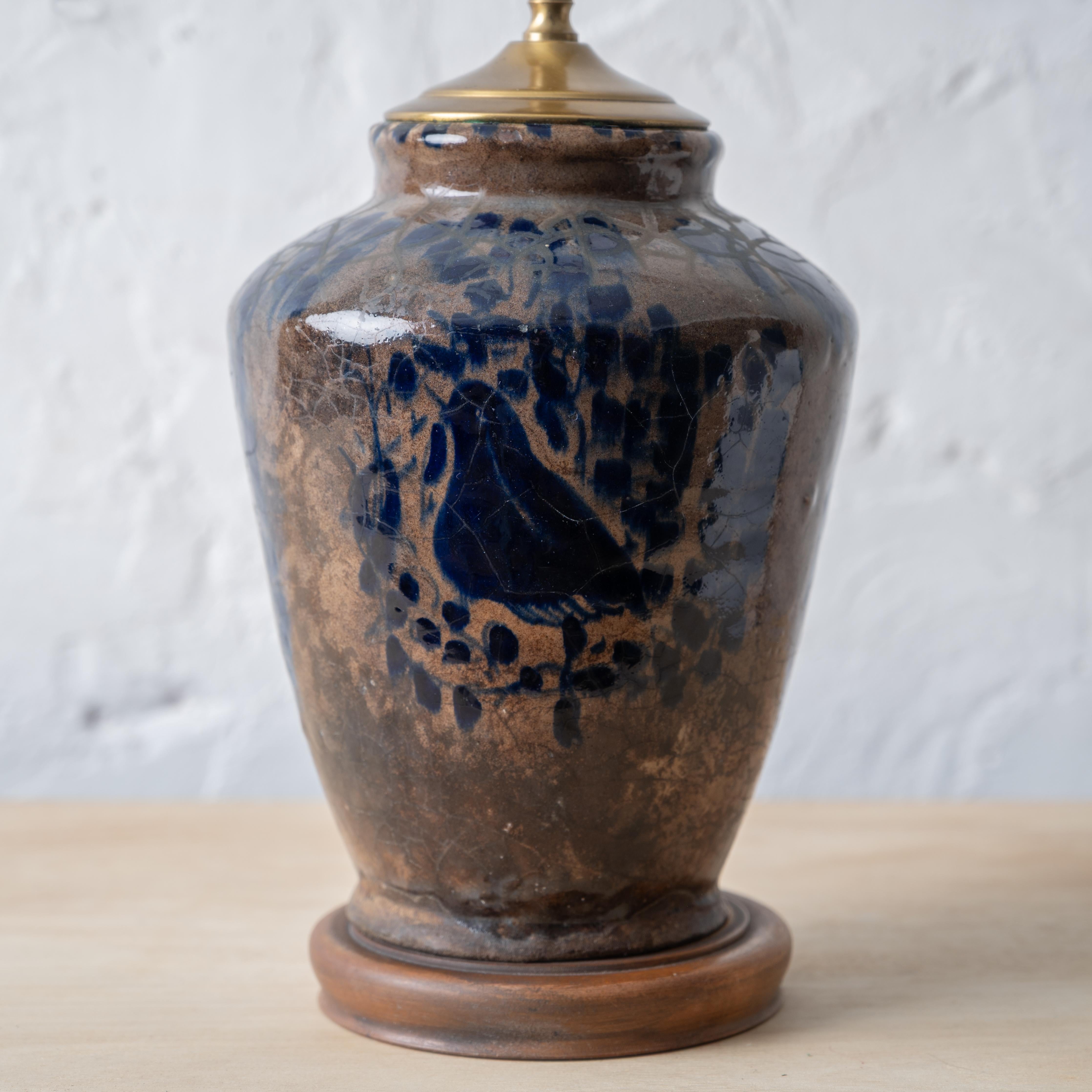 Islamic Persian Fritware Jar Mounted as Lamp, Mamluk 16th-17th Century For Sale