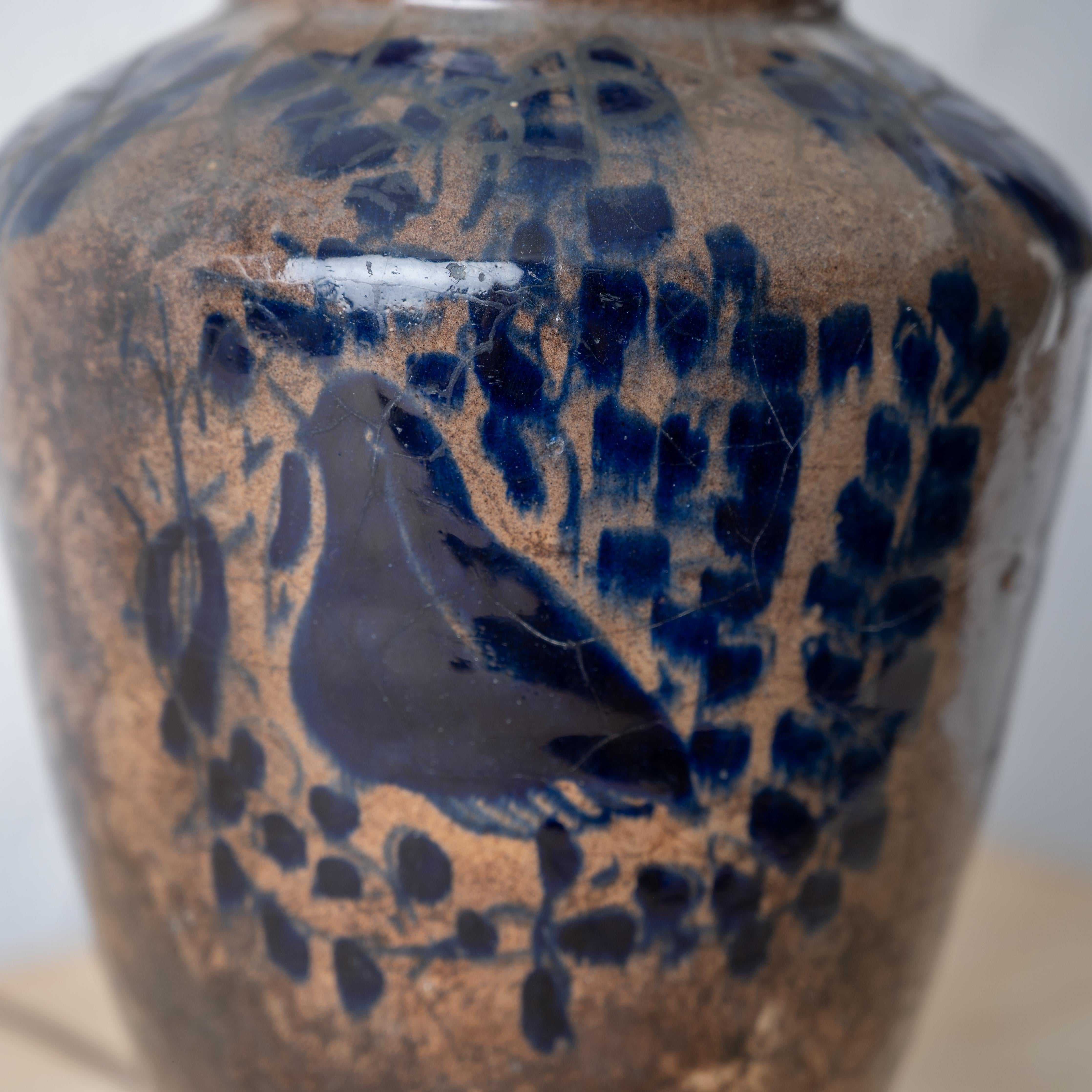 Persian Fritware Jar Mounted as Lamp, Mamluk 16th-17th Century In Good Condition For Sale In Savannah, GA