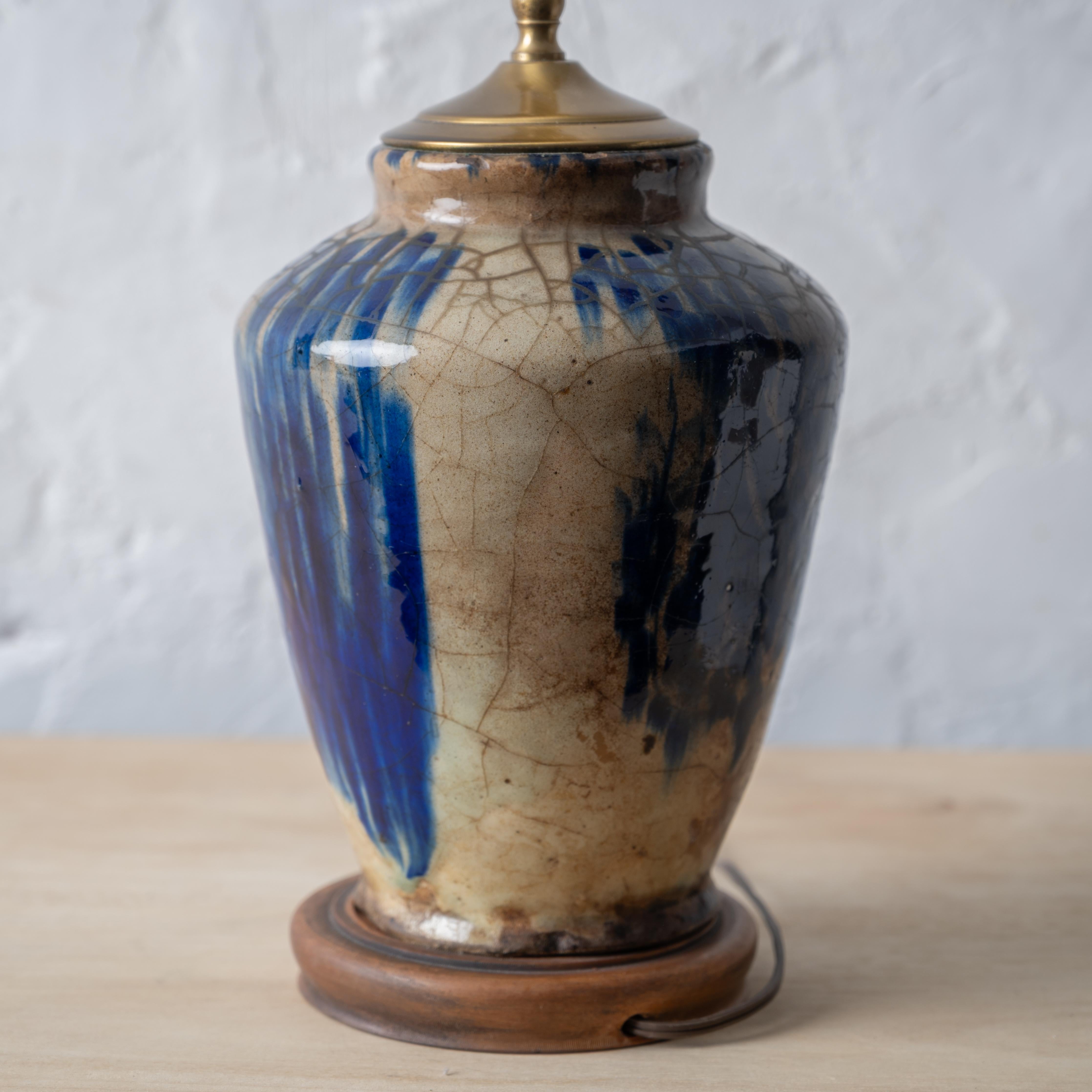 Clay Persian Fritware Jar Mounted as Lamp, Mamluk 16th-17th Century For Sale