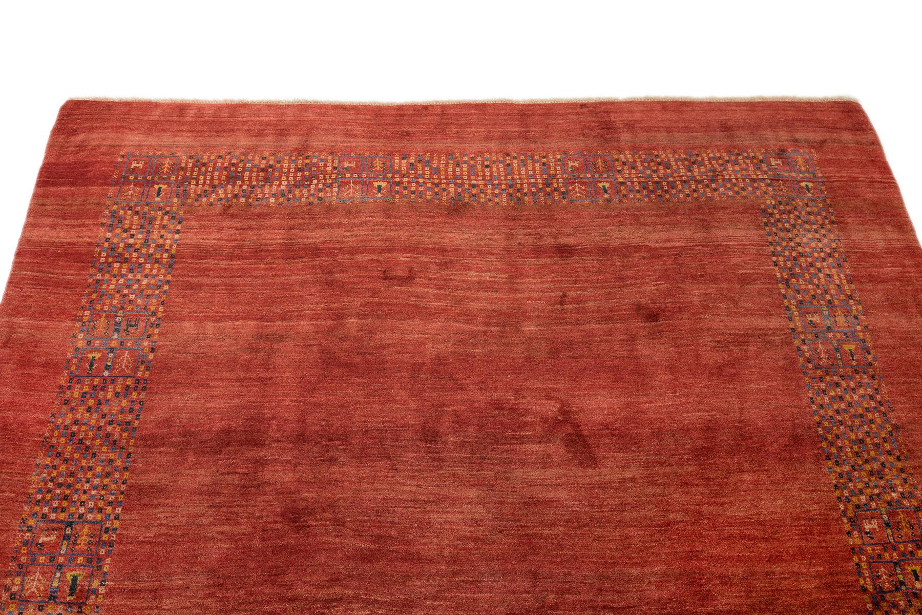 Persian Gabbeh (257cm x 216cm, red, new) In New Condition For Sale In North Bergen, NJ