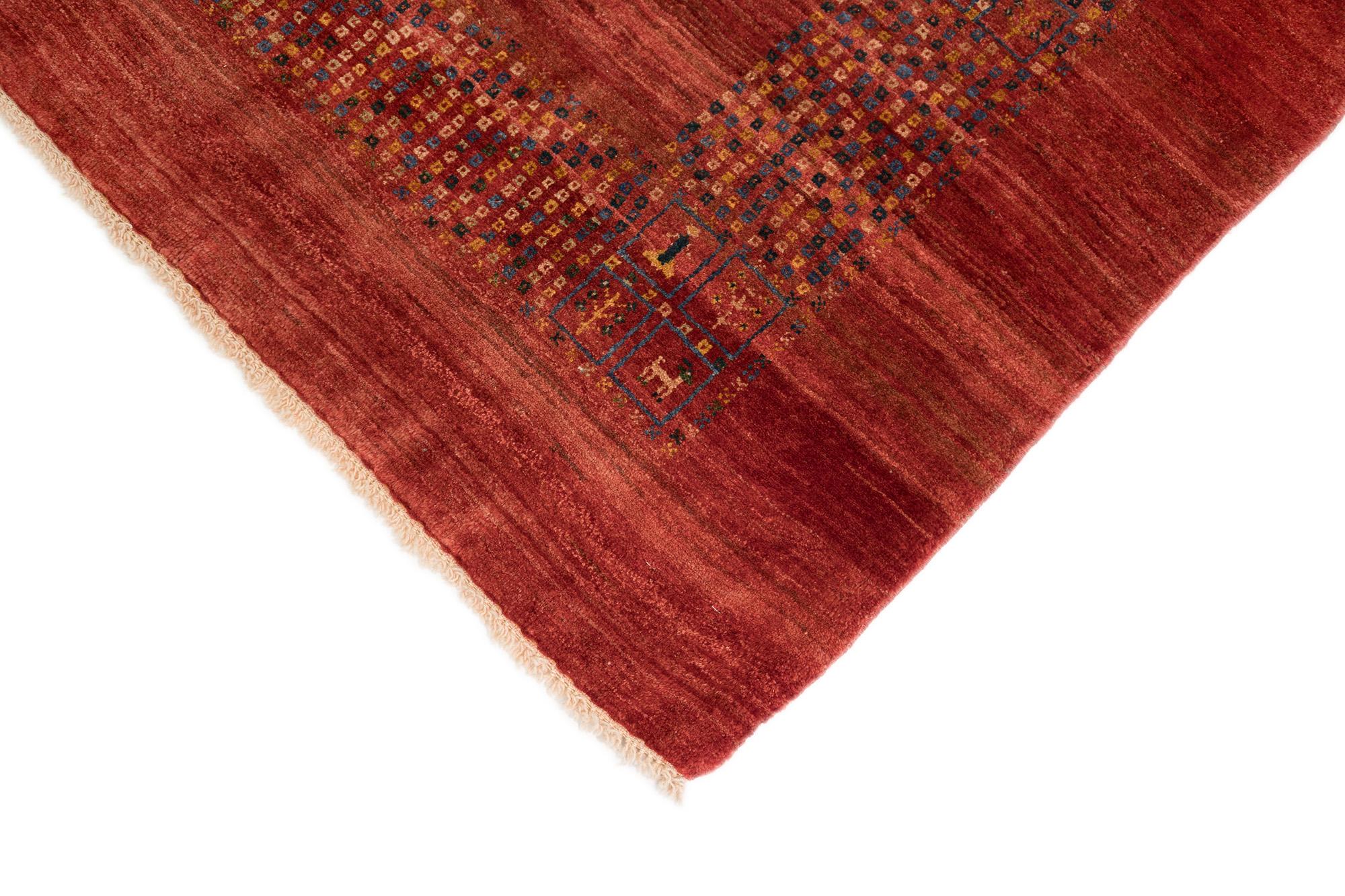 Contemporary Persian Gabbeh (257cm x 216cm, red, new) For Sale