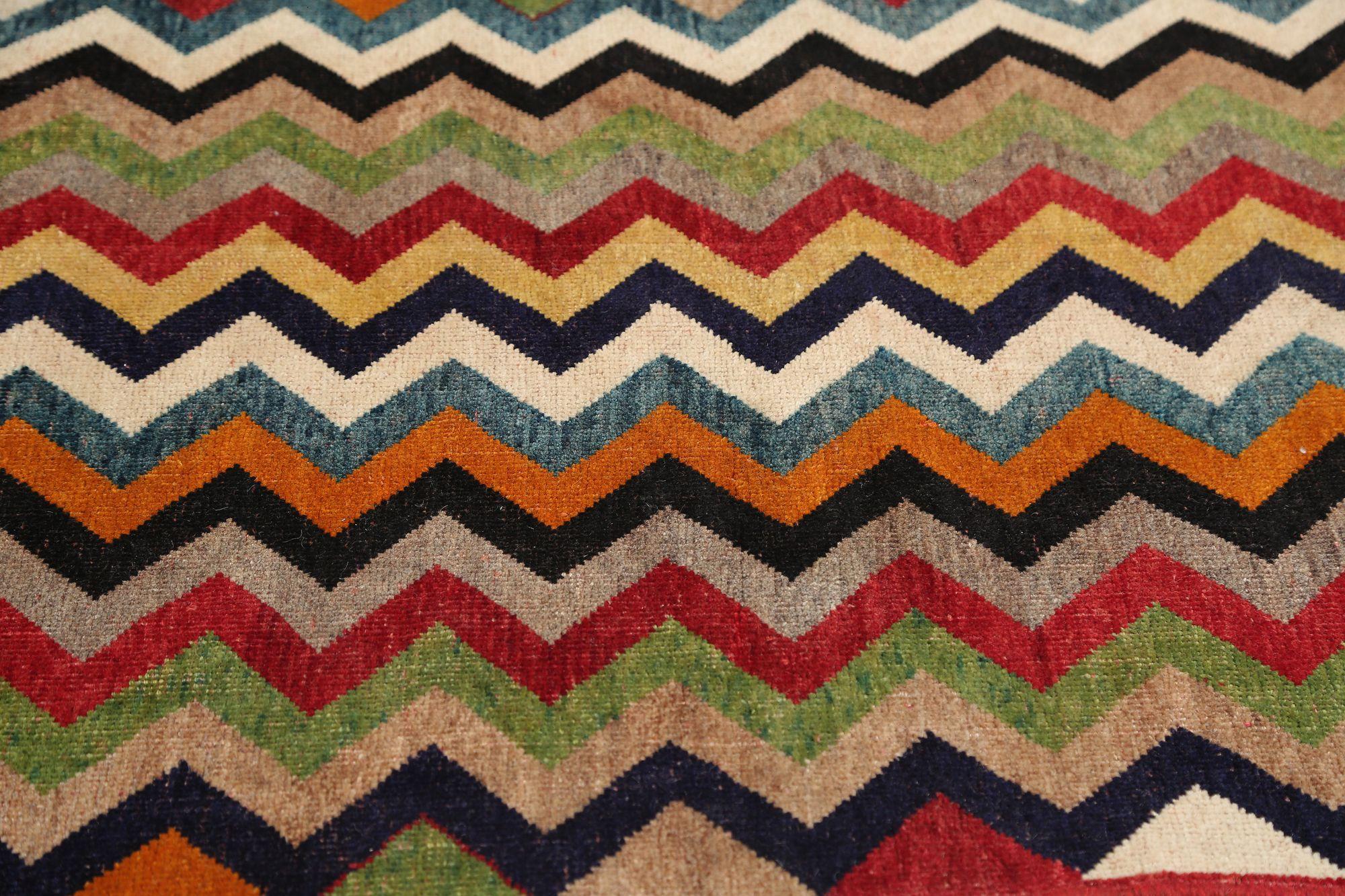 Iraqi Persian Gabbeh Area Rugs - Wool Black Blue Brown Ivory Red - 97955 For Sale