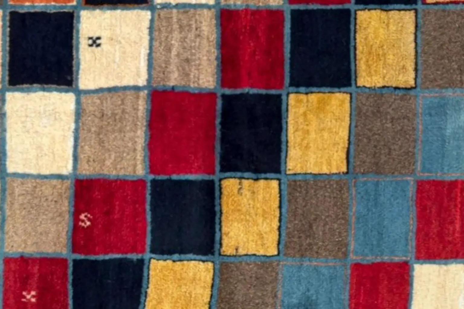Persian Gabbeh Area Rugs - Wool Black Blue Brown Red Taupe - 97992 For Sale 2