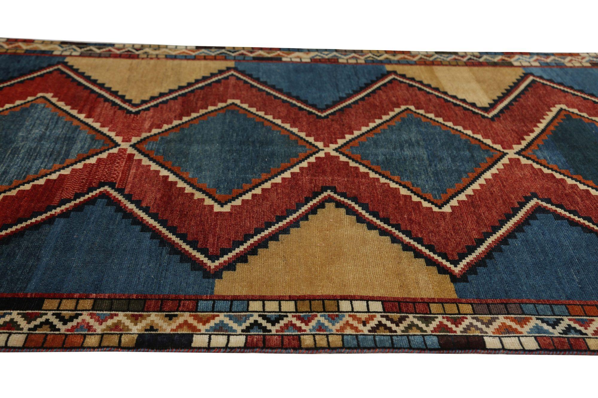 Persische Gabbeh Bereich Teppiche - Wolle Blau Elfenbein Rot Gelb Design - 97974 im Zustand „Hervorragend“ im Angebot in Dallas, TX