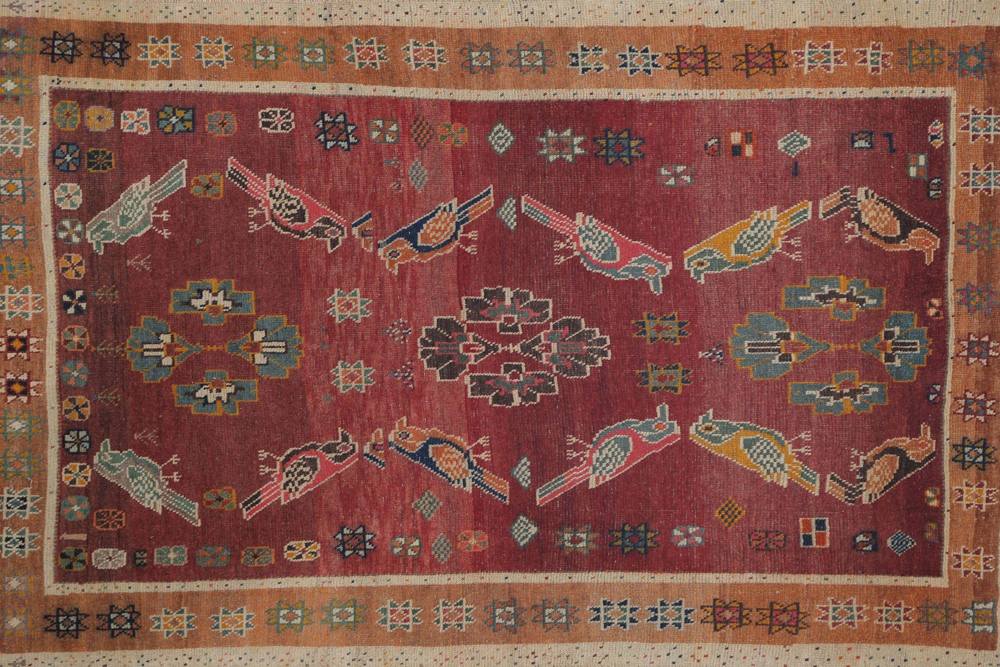 Iracheno Tappeti persiani Gabbeh - Lana Arancione Rosa Rosso - 97991 in vendita