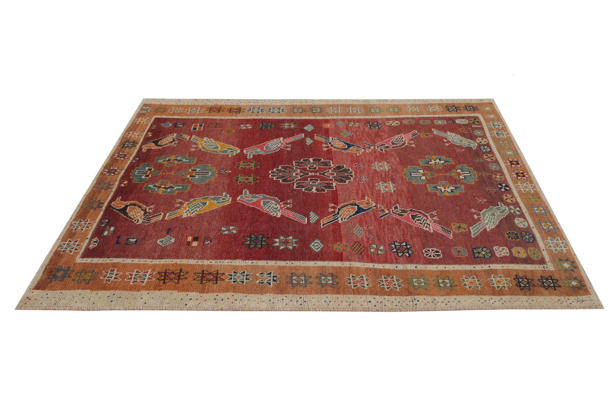 XX secolo Tappeti persiani Gabbeh - Lana Arancione Rosa Rosso - 97991 in vendita