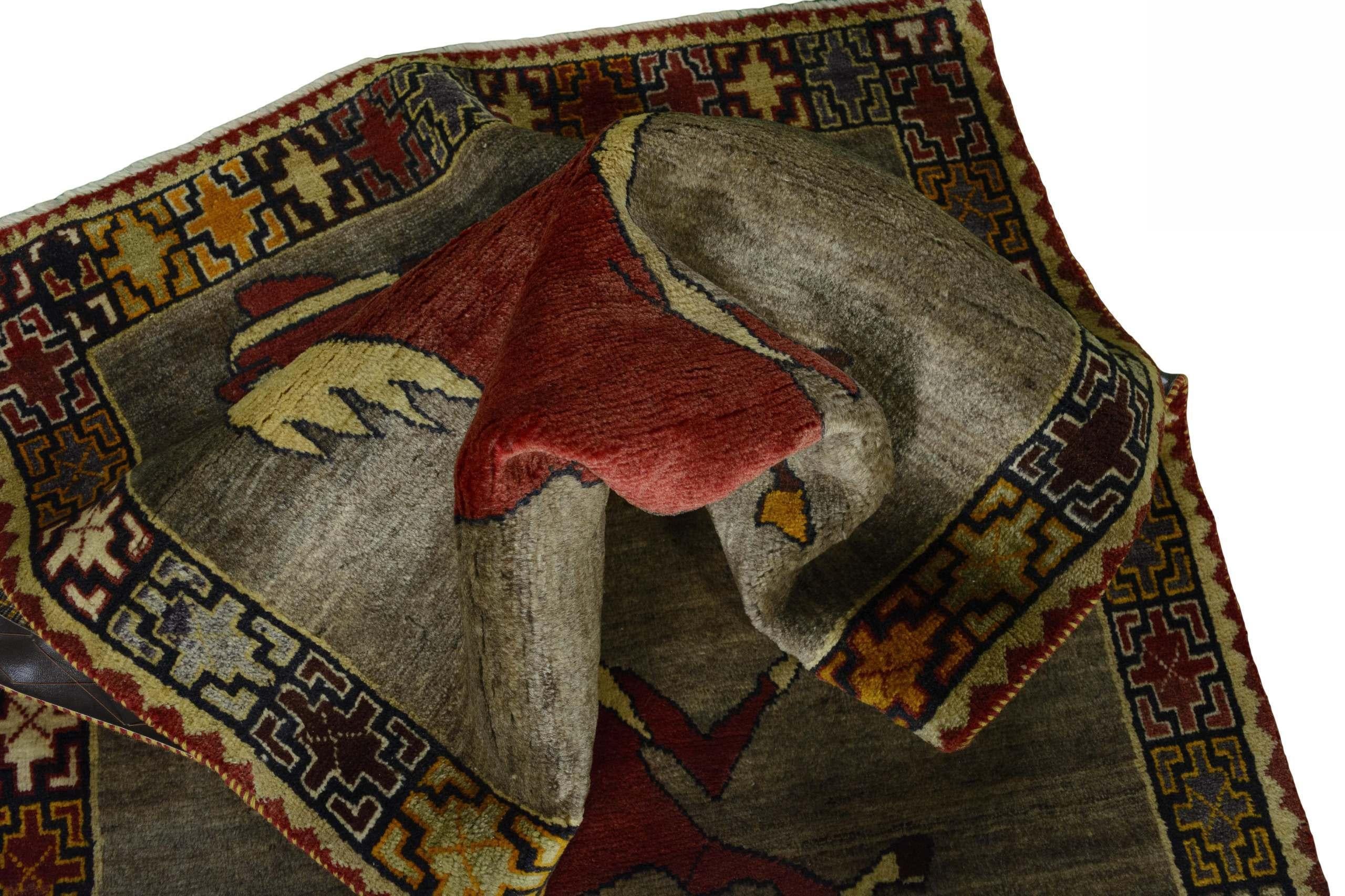 Persischer Gabbeh-Teppich (186cm x 100 cm, Pferdemotiv, grau-braun, neu) im Angebot 2
