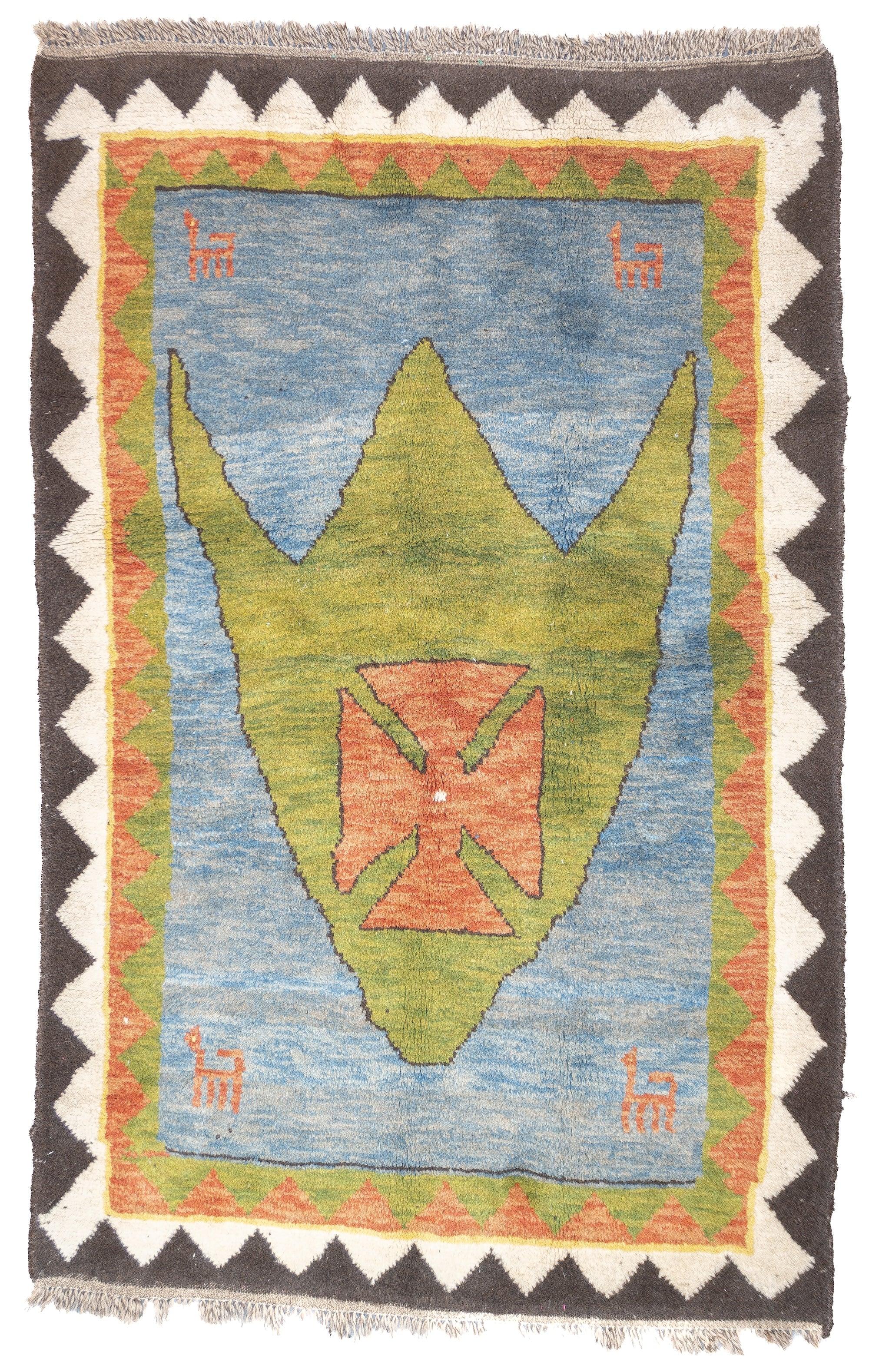 Persischer Gabbeh-Teppich 4'1'' x 6'3'' im Zustand „Neu“ im Angebot in New York, NY