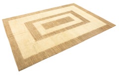 Persian Gabbeh Rug, Beige and Natural Wool, 14.6 x 10.1 ft