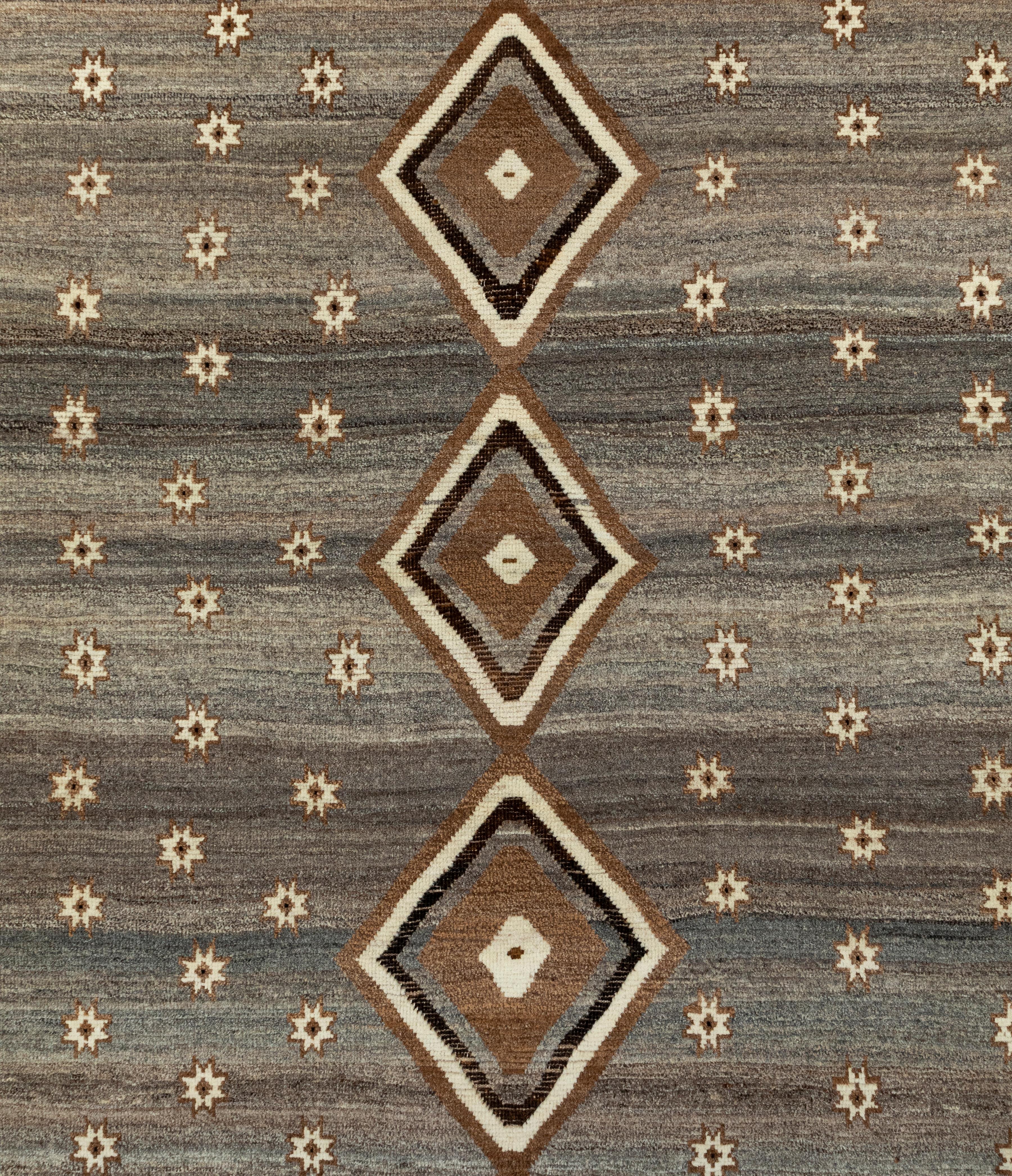 Persischer Gabbeh-Teppich - Neutrale Töne, handgesponnene Wolle, pflanzengefärbt, modern im Angebot 5