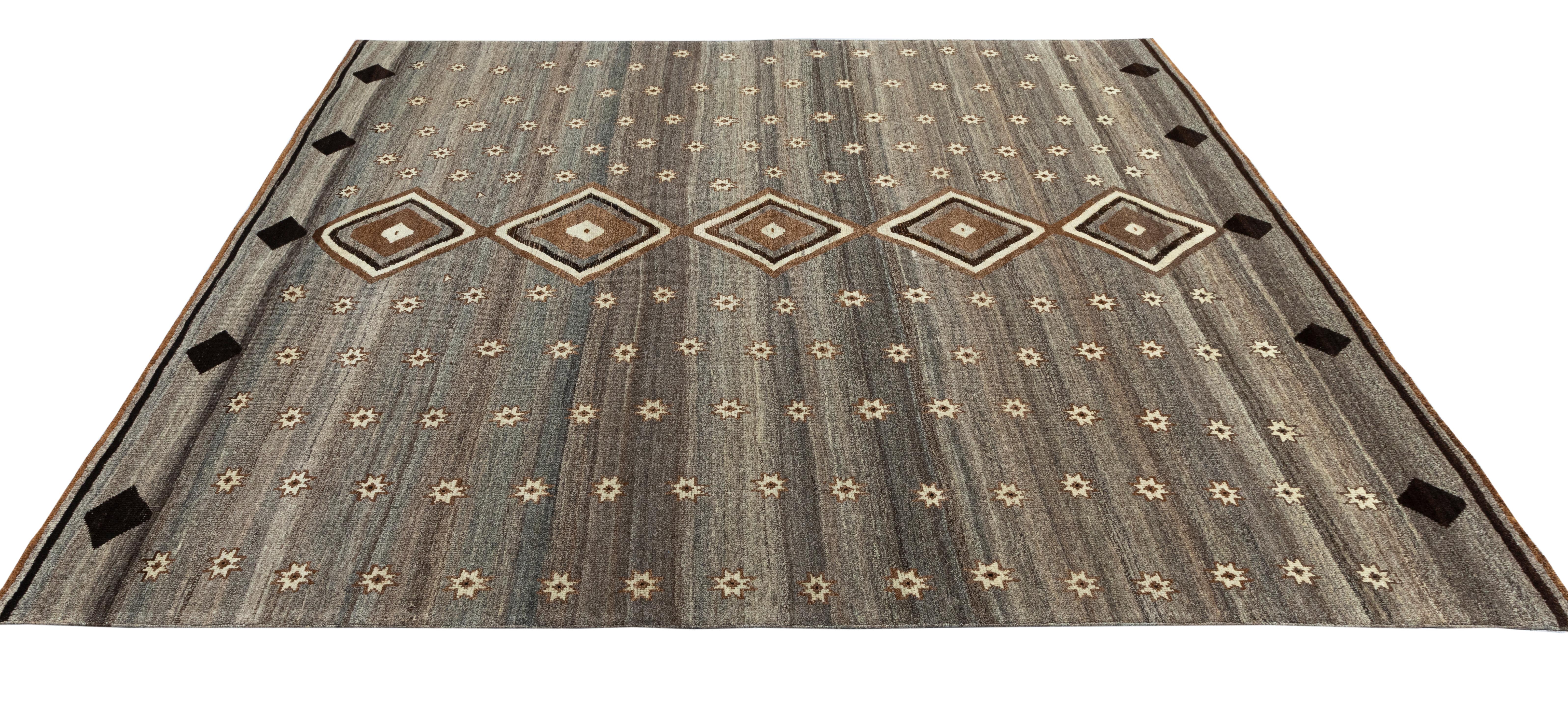 Persischer Gabbeh-Teppich - Neutrale Töne, handgesponnene Wolle, pflanzengefärbt, modern im Angebot 1