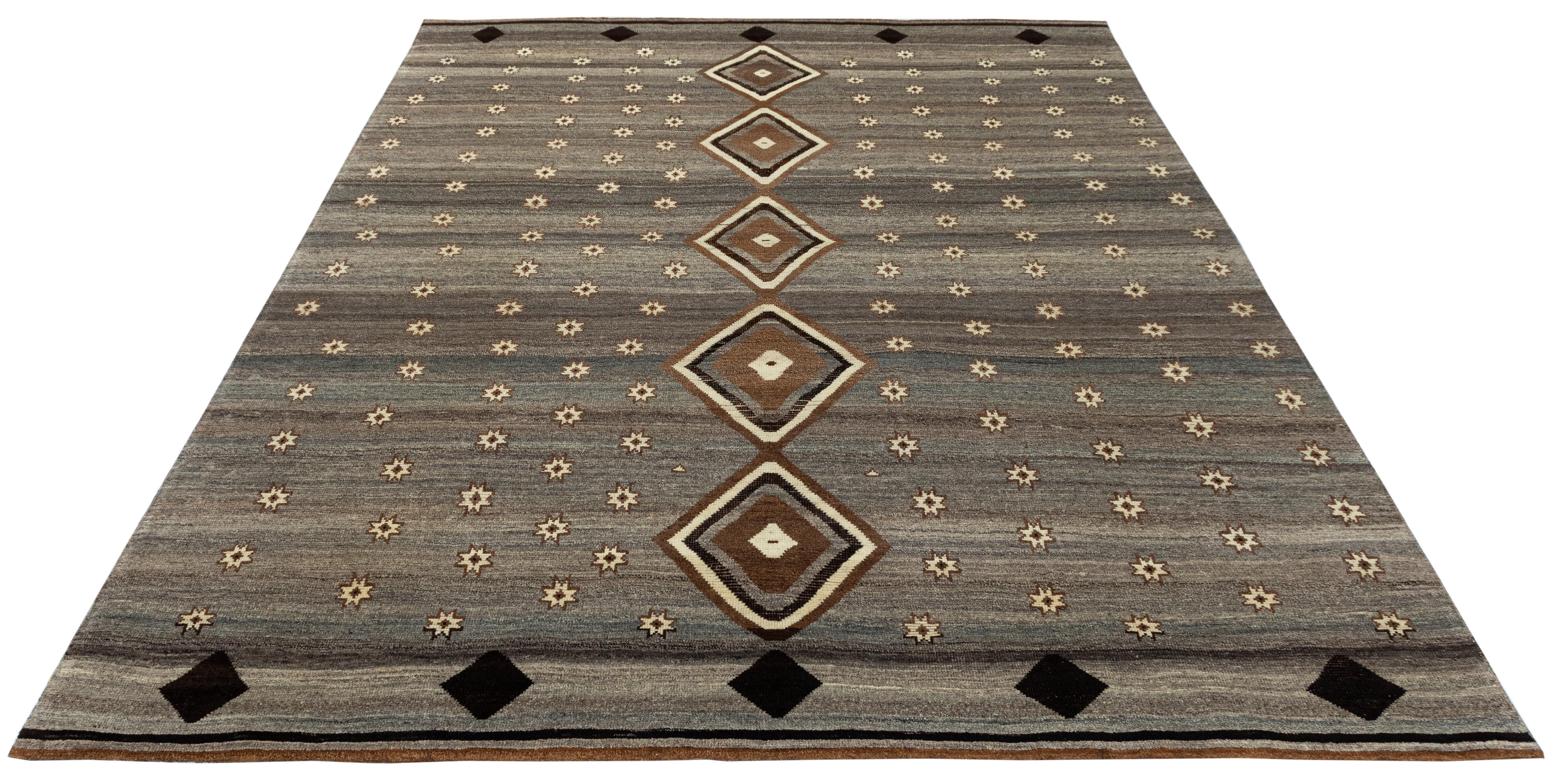 Persischer Gabbeh-Teppich - Neutrale Töne, handgesponnene Wolle, pflanzengefärbt, modern im Angebot 2