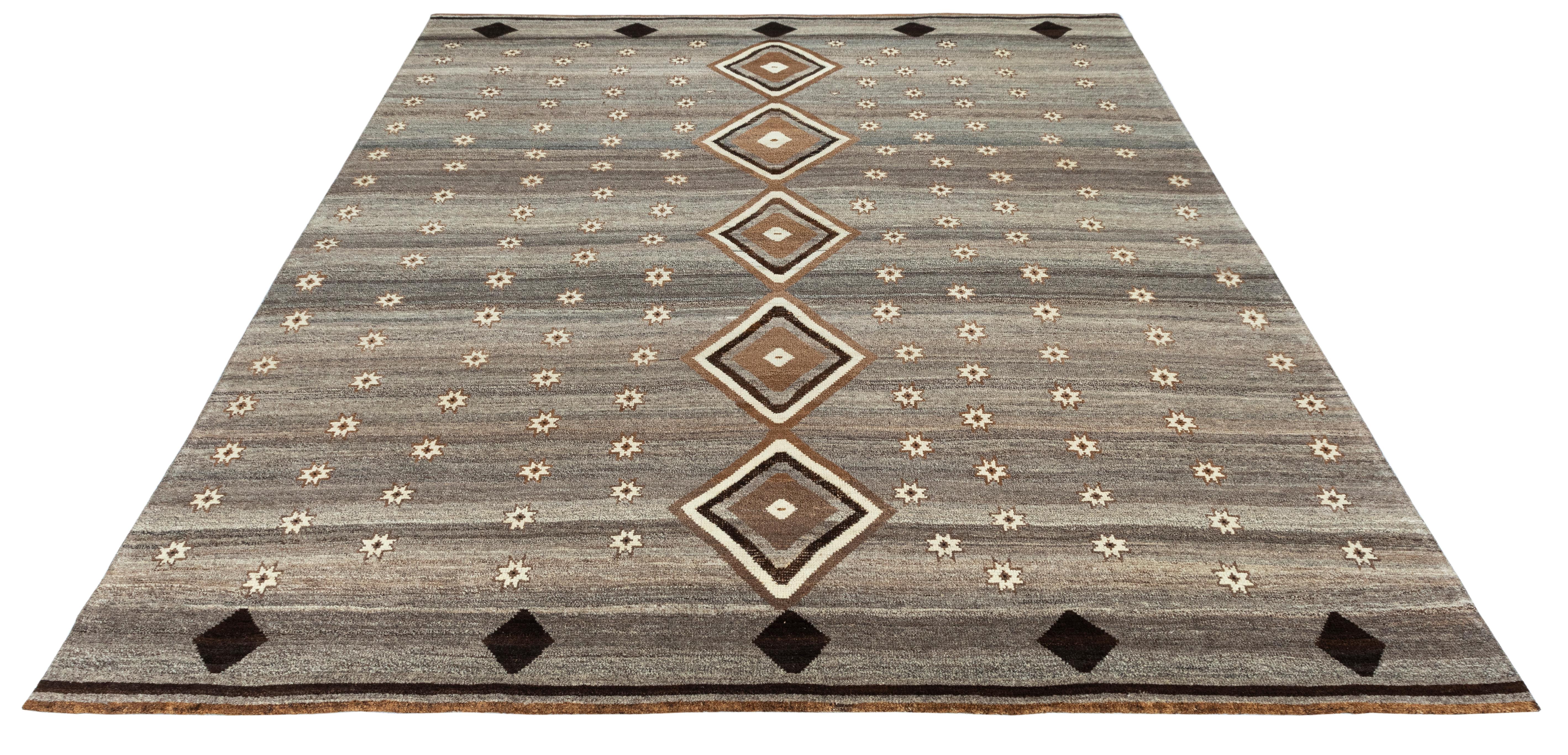 Persischer Gabbeh-Teppich - Neutrale Töne, handgesponnene Wolle, pflanzengefärbt, modern im Angebot 3