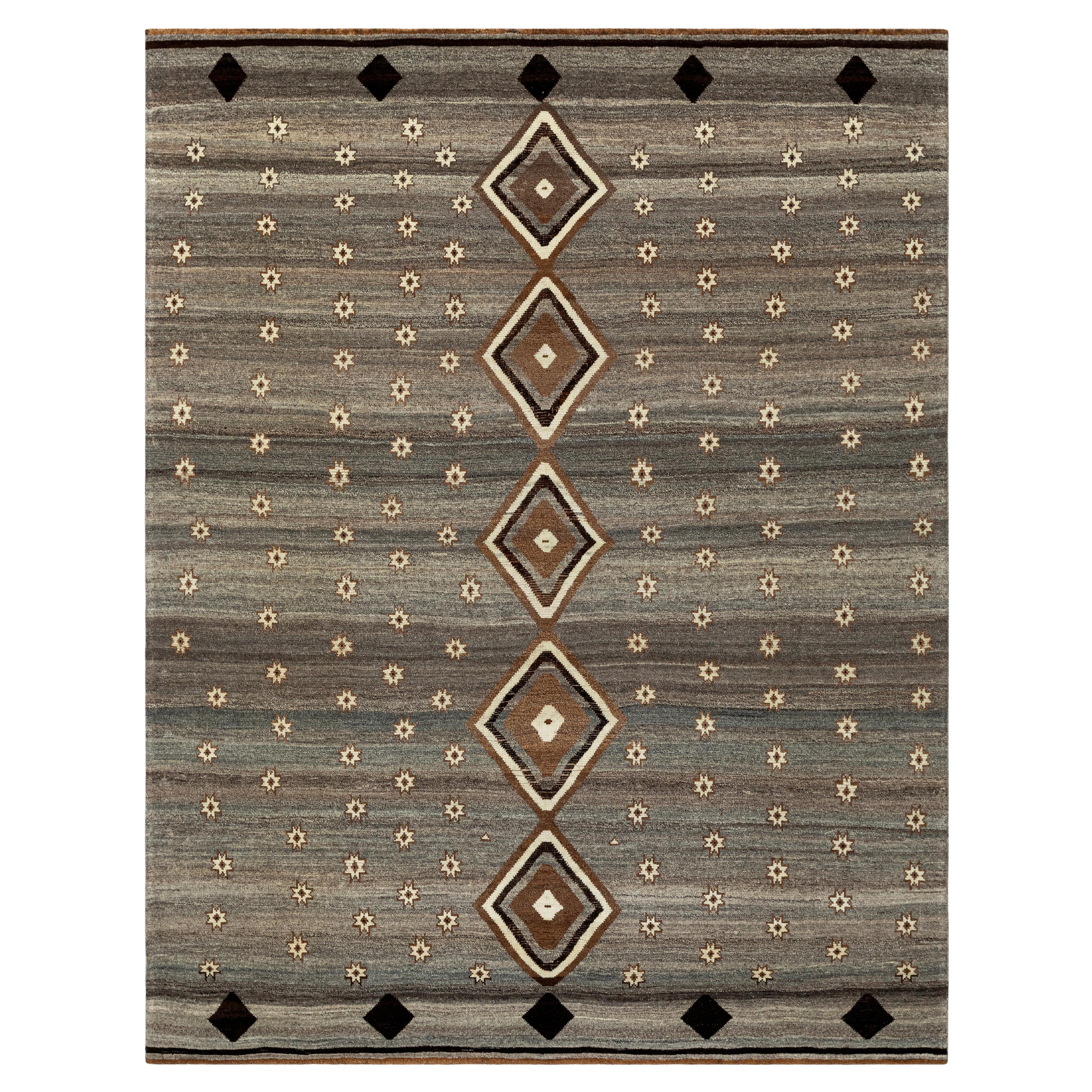 Persischer Gabbeh-Teppich - Neutrale Töne, handgesponnene Wolle, pflanzengefärbt, modern